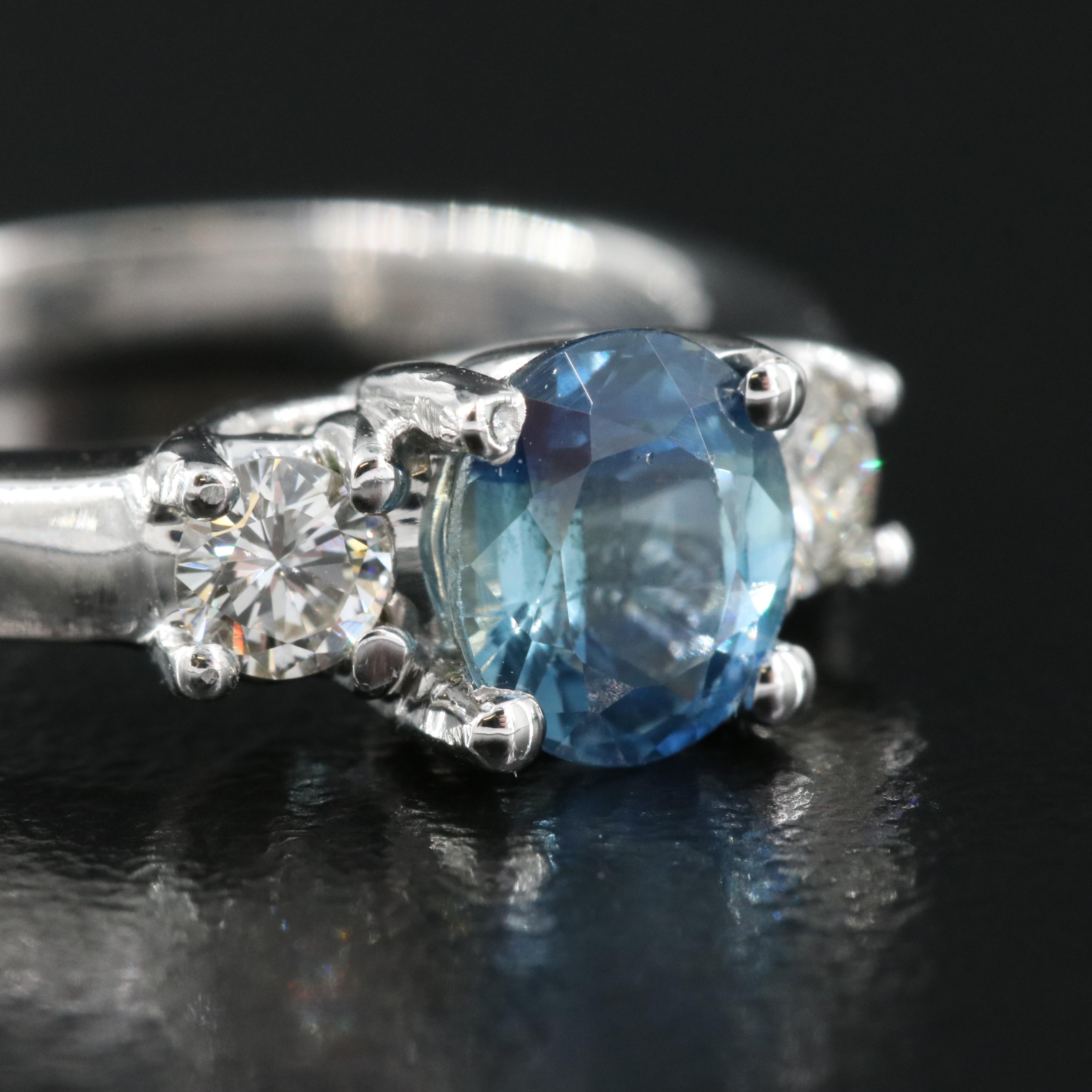 14K 1.27 CT Sapphire and Diamond Ring with GIA Report