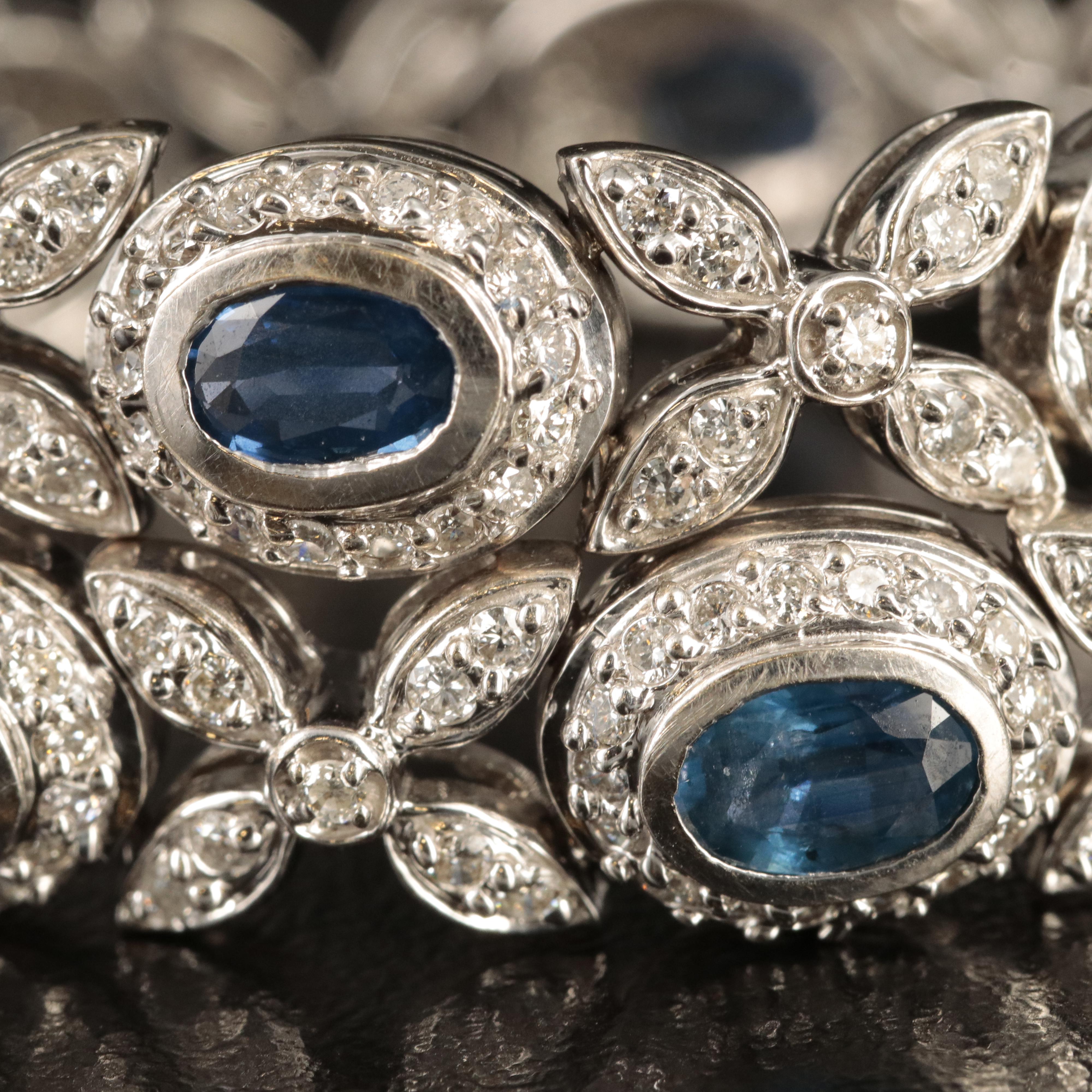 14K Sapphire and 3.84 CTW Diamond Bracelet and Earring Set