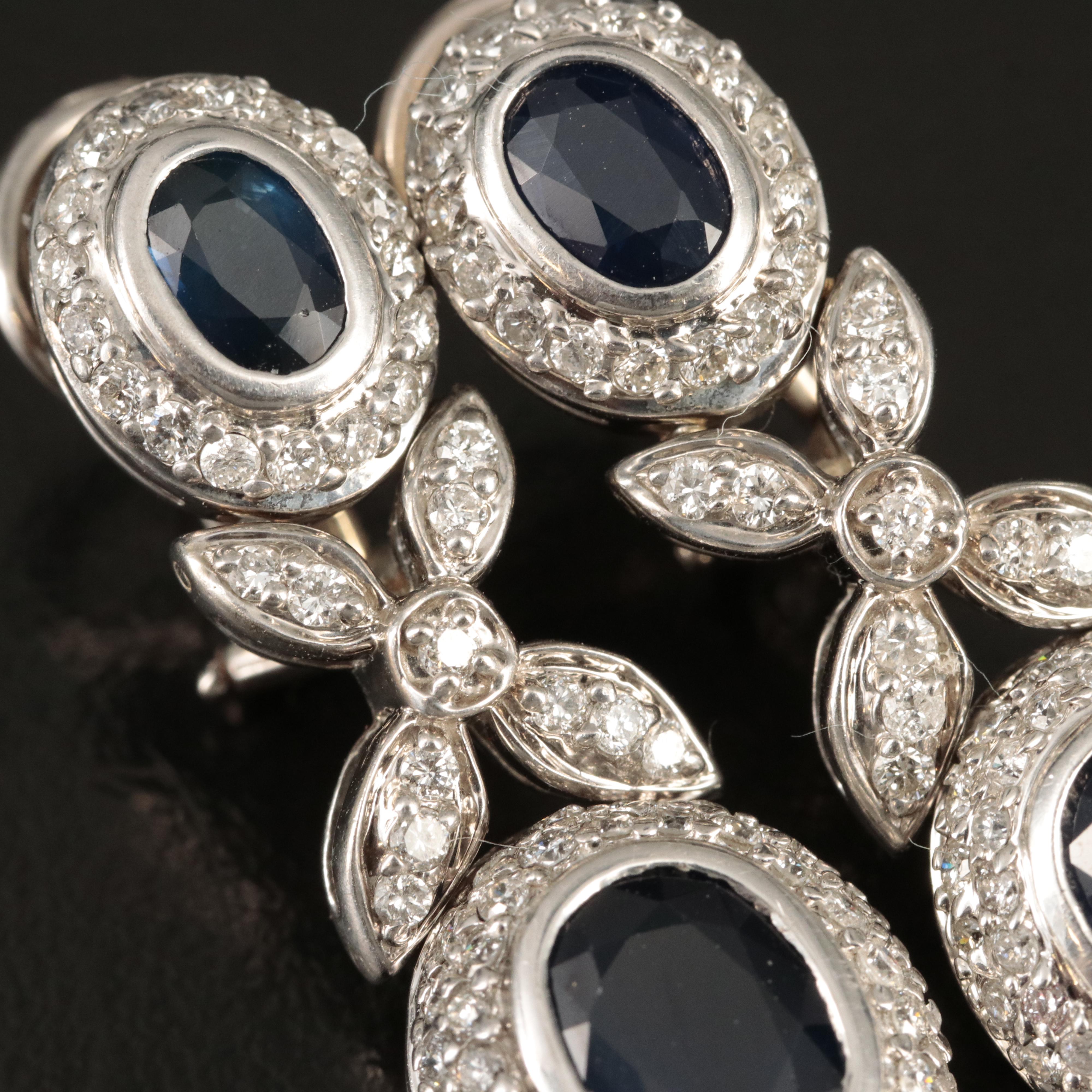 14K Sapphire and 3.84 CTW Diamond Bracelet and Earring Set