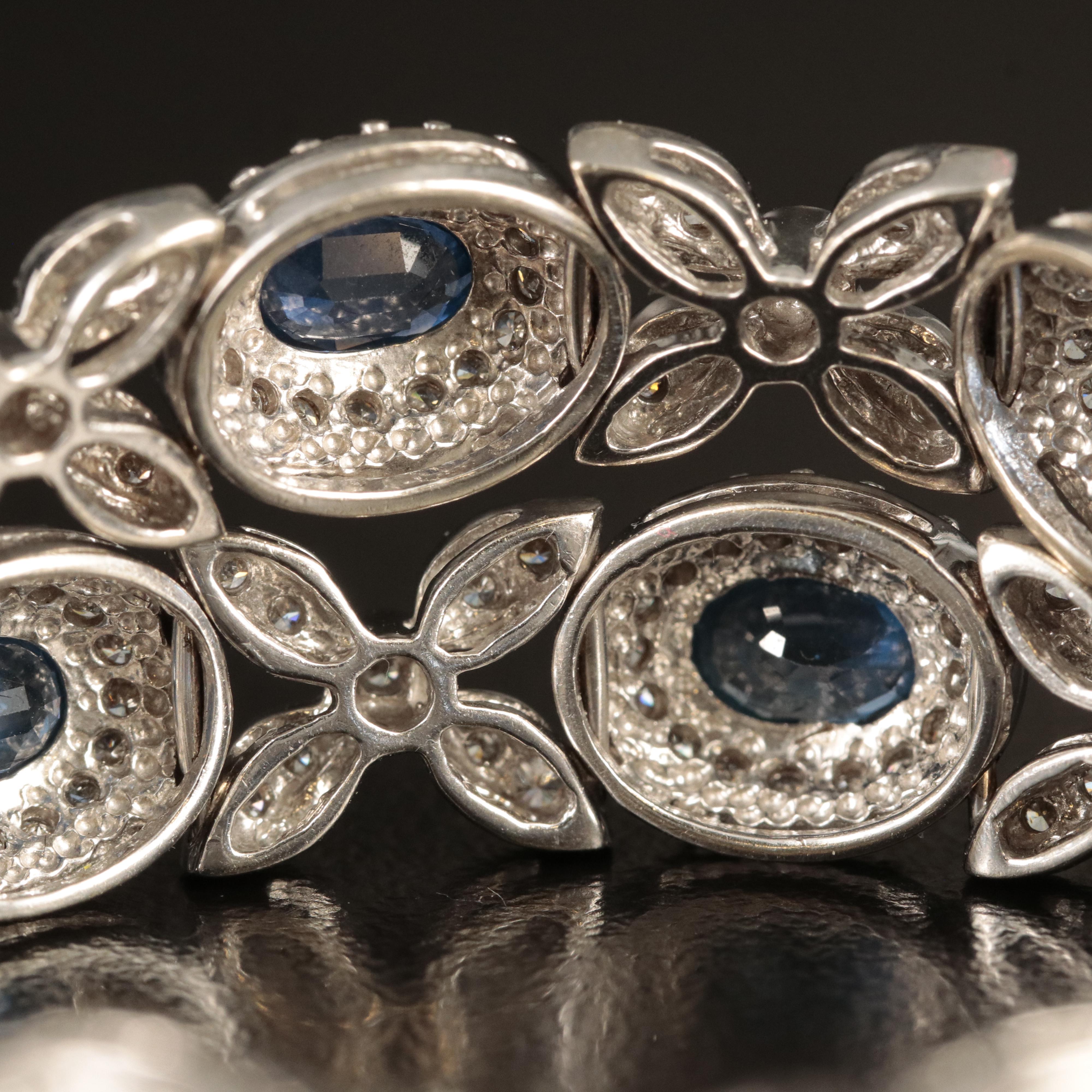 14K Sapphire and 3.84 CTW Diamond Bracelet and Earring Set