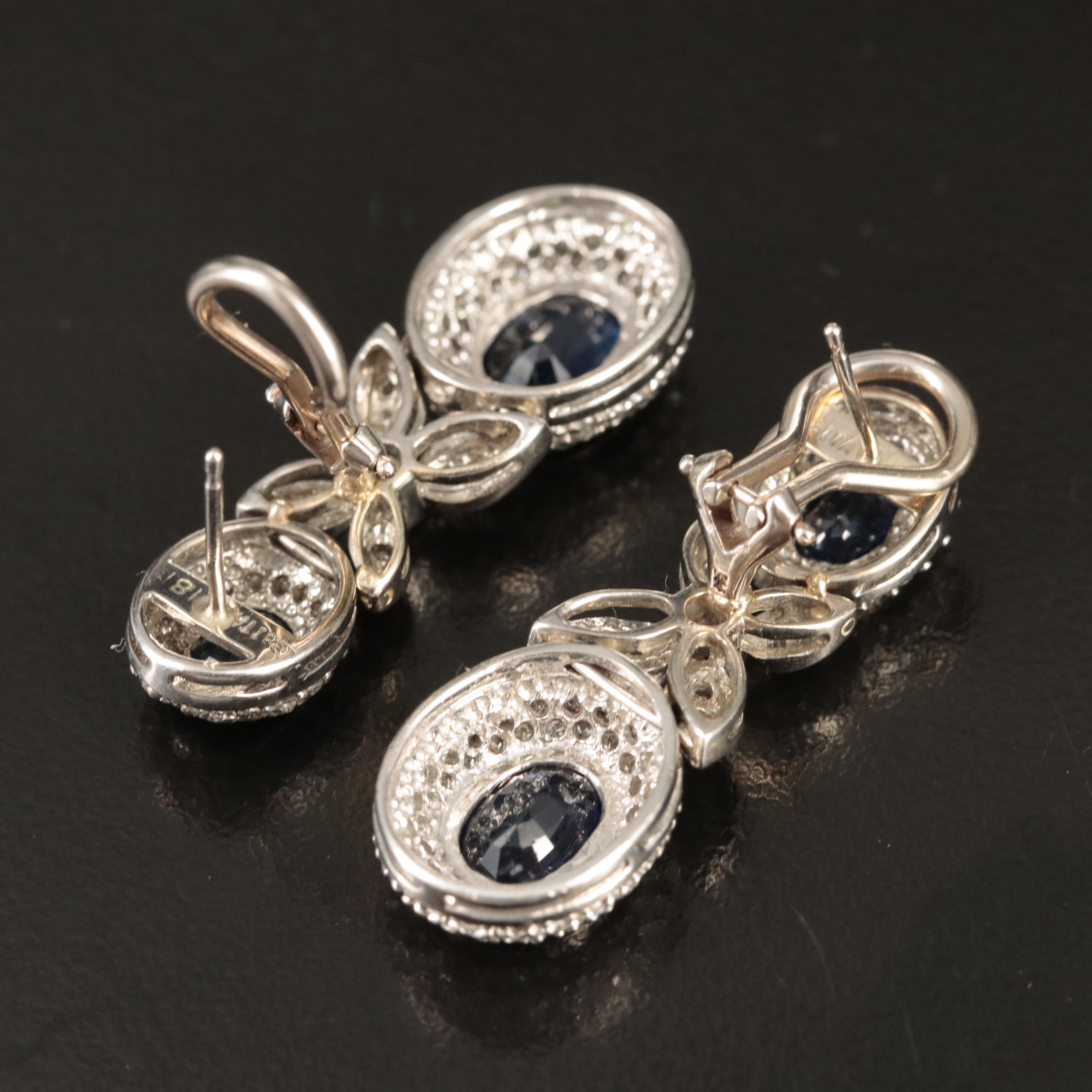 14K Sapphire and 3.84 CTW Diamond Bracelet and Earring Set