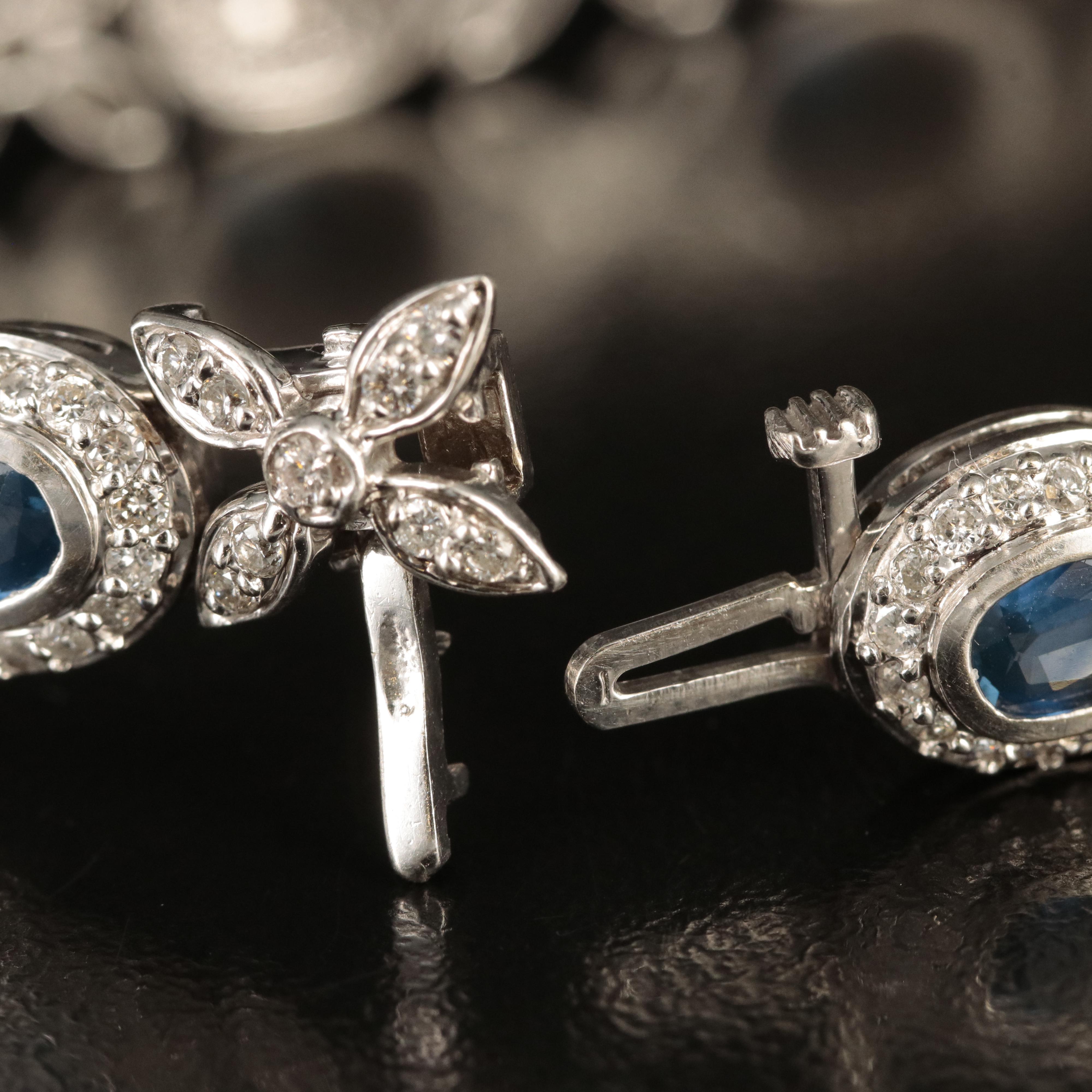 14K Sapphire and 3.84 CTW Diamond Bracelet and Earring Set