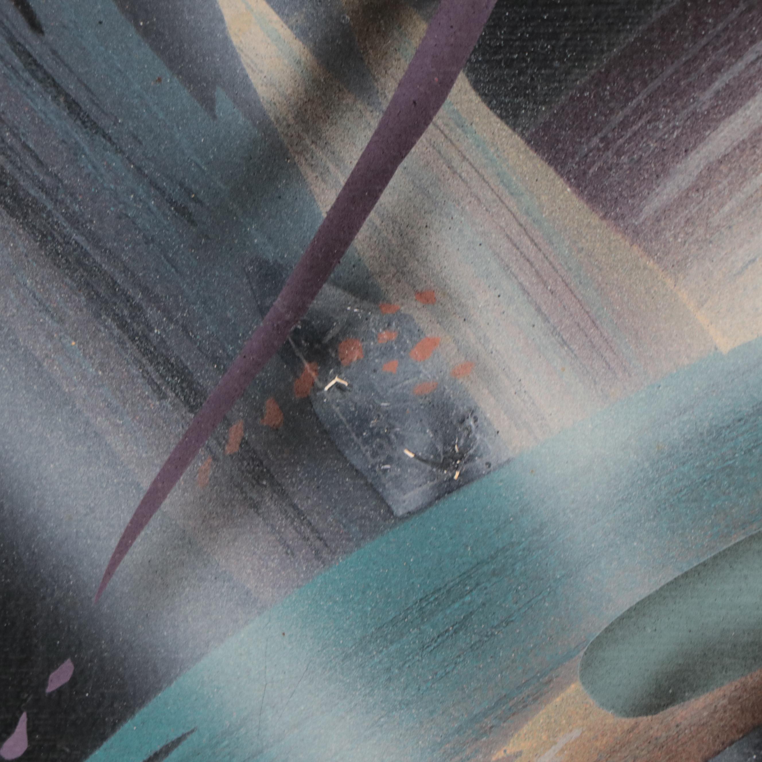 S. Easton Acrylic Painting of Surreal Landscape, Late 20th Century