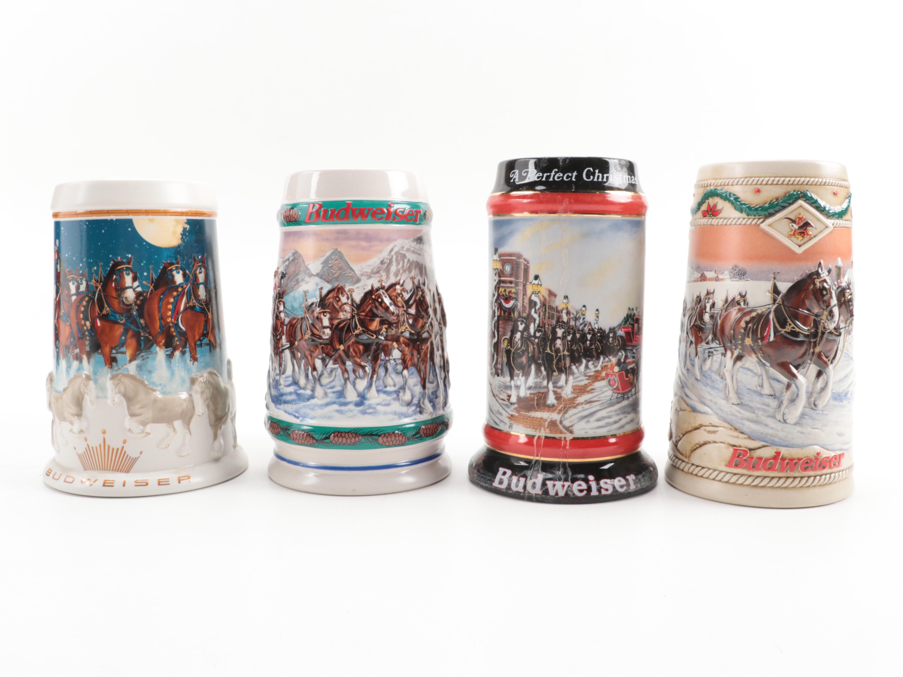 Anheuser-Busch Christmas Stoneware Beer Steins