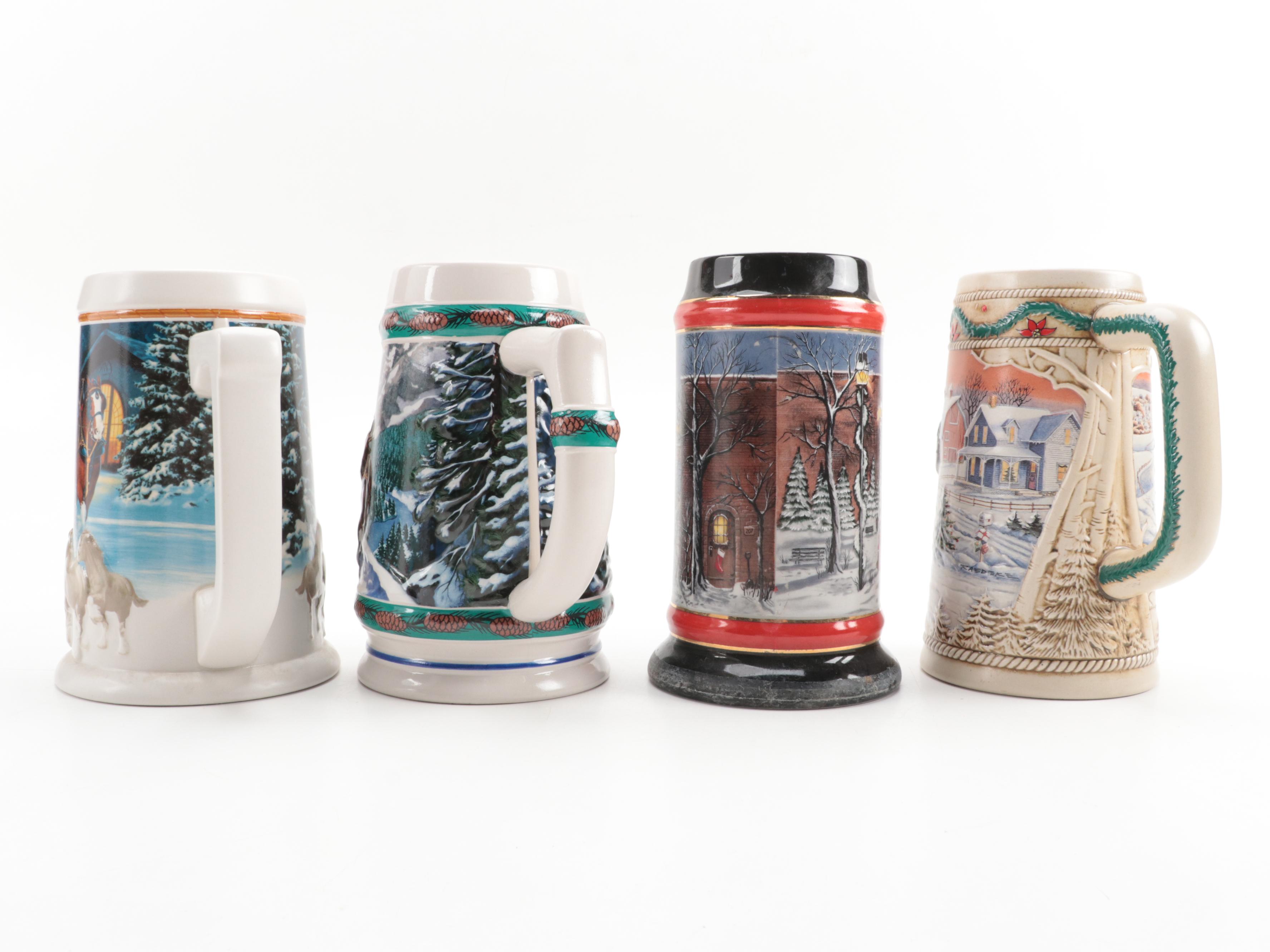 Anheuser-Busch Christmas Stoneware Beer Steins