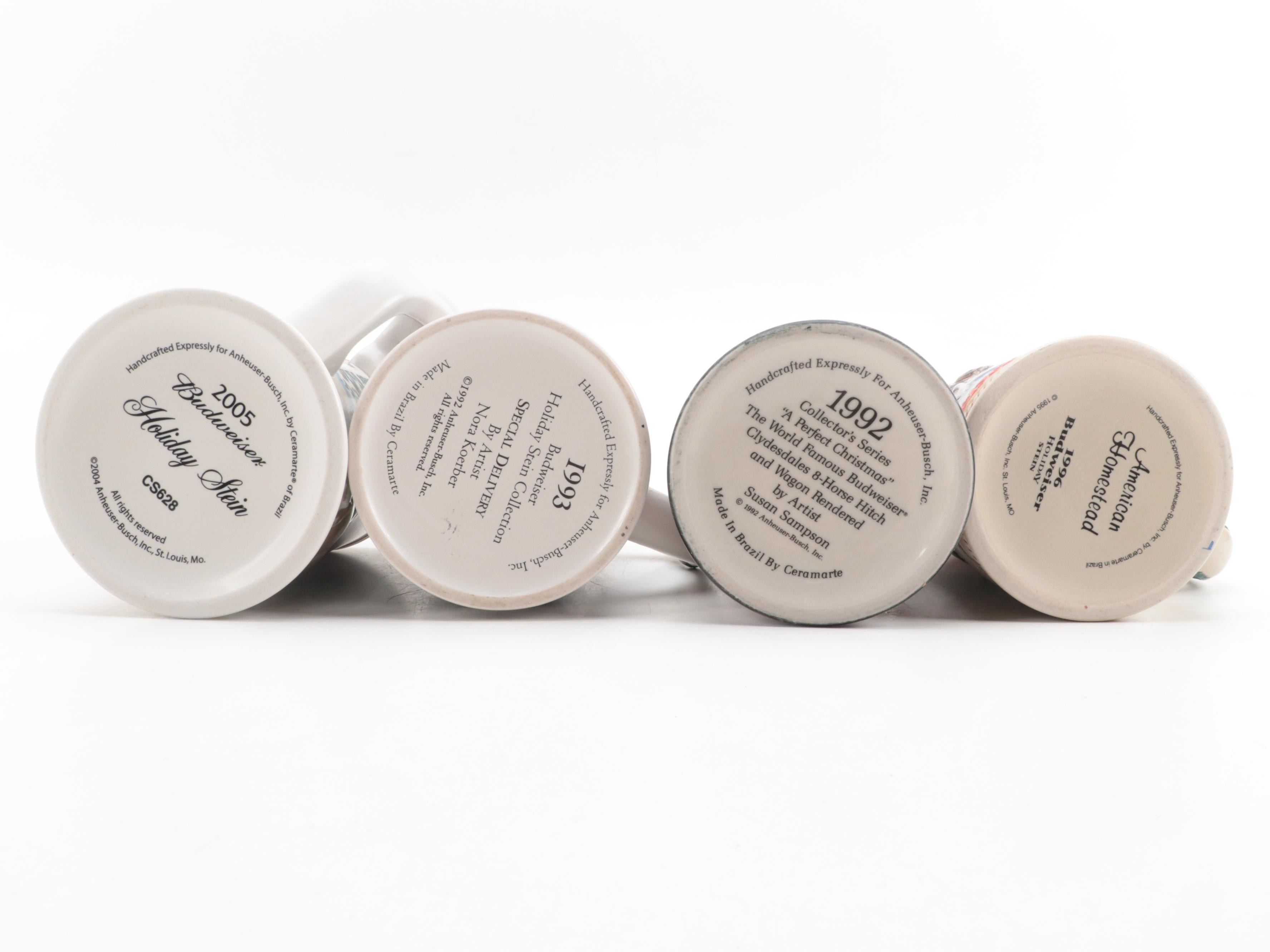 Anheuser-Busch Christmas Stoneware Beer Steins