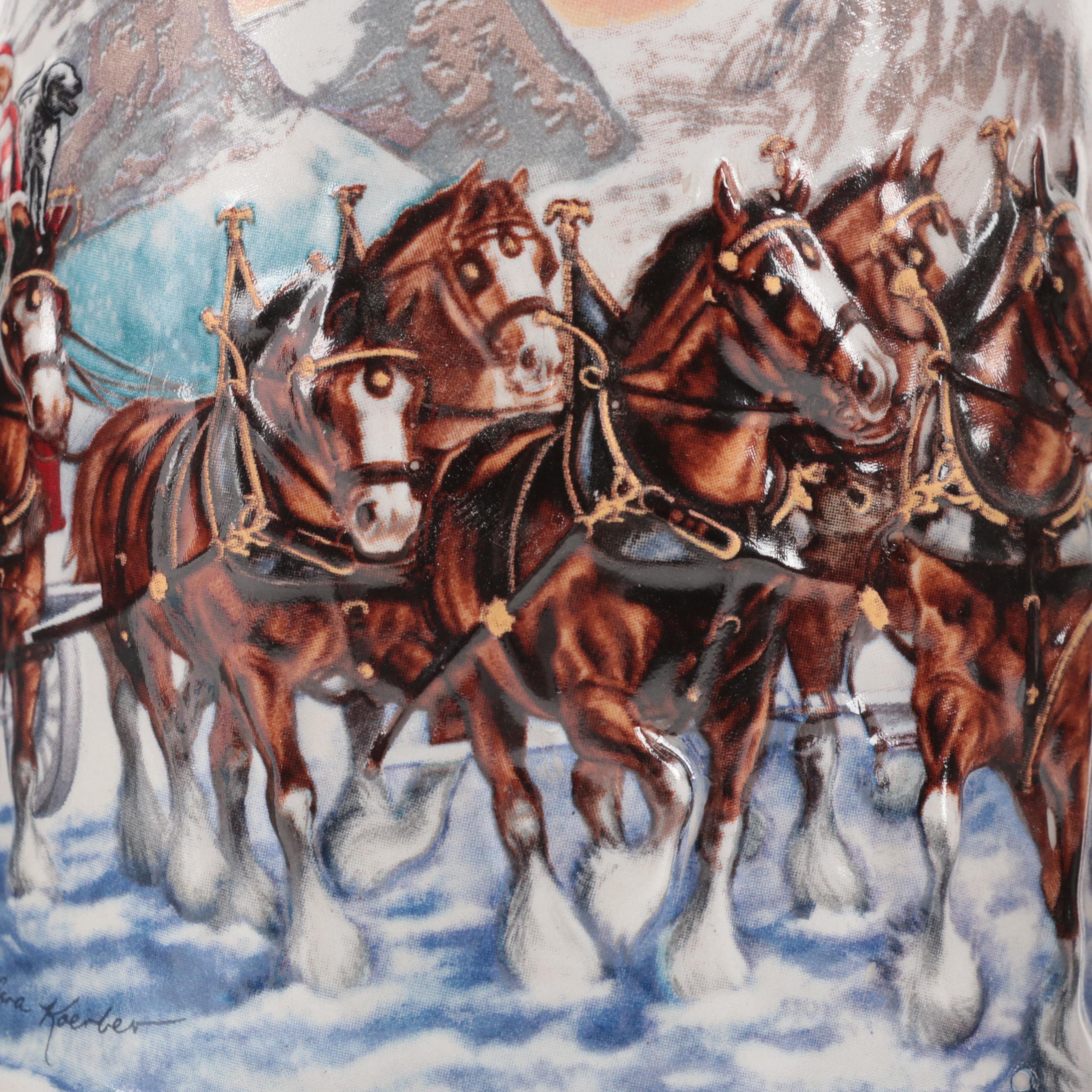 Anheuser-Busch Christmas Stoneware Beer Steins