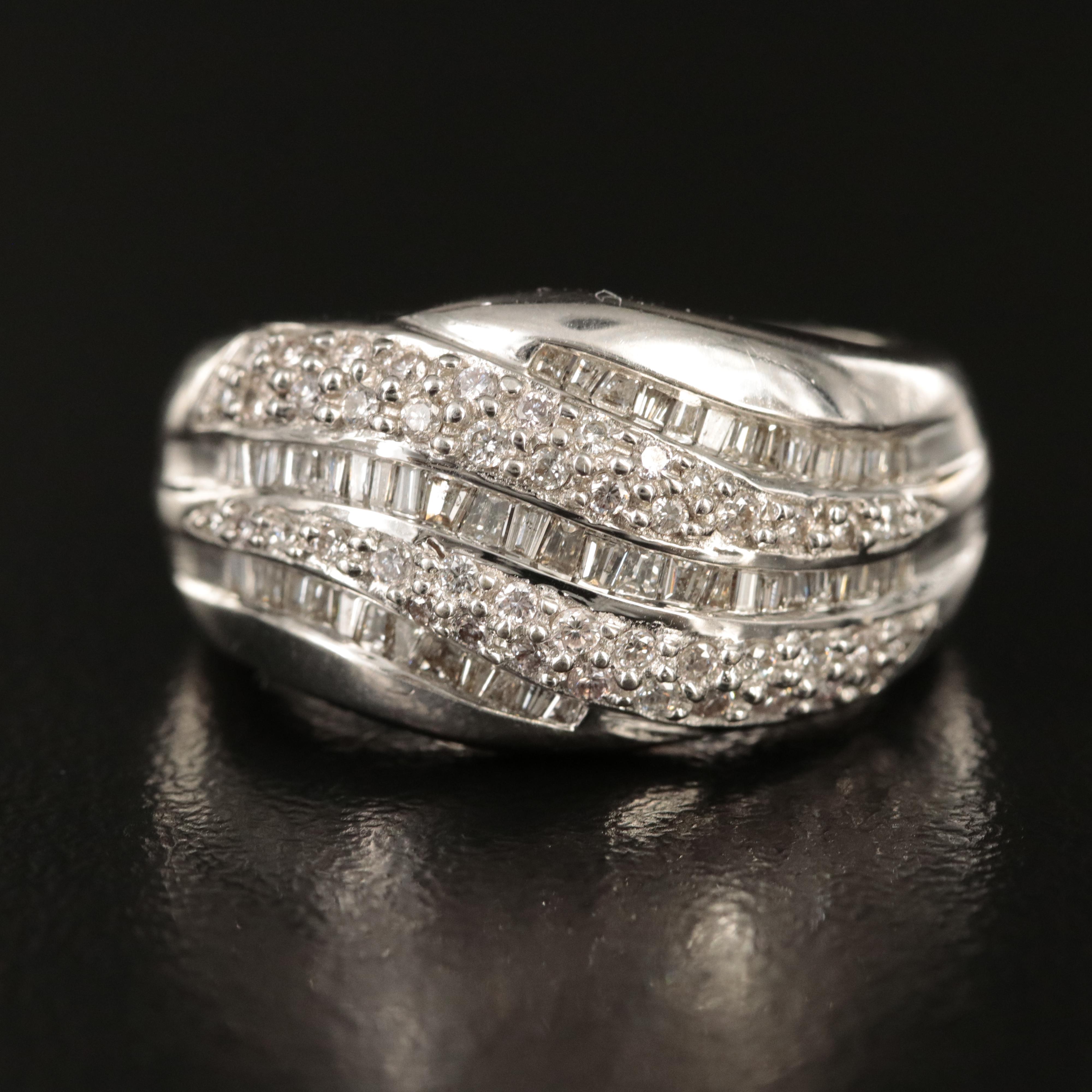 18K 1.11 CTW Diamond Wave Ring