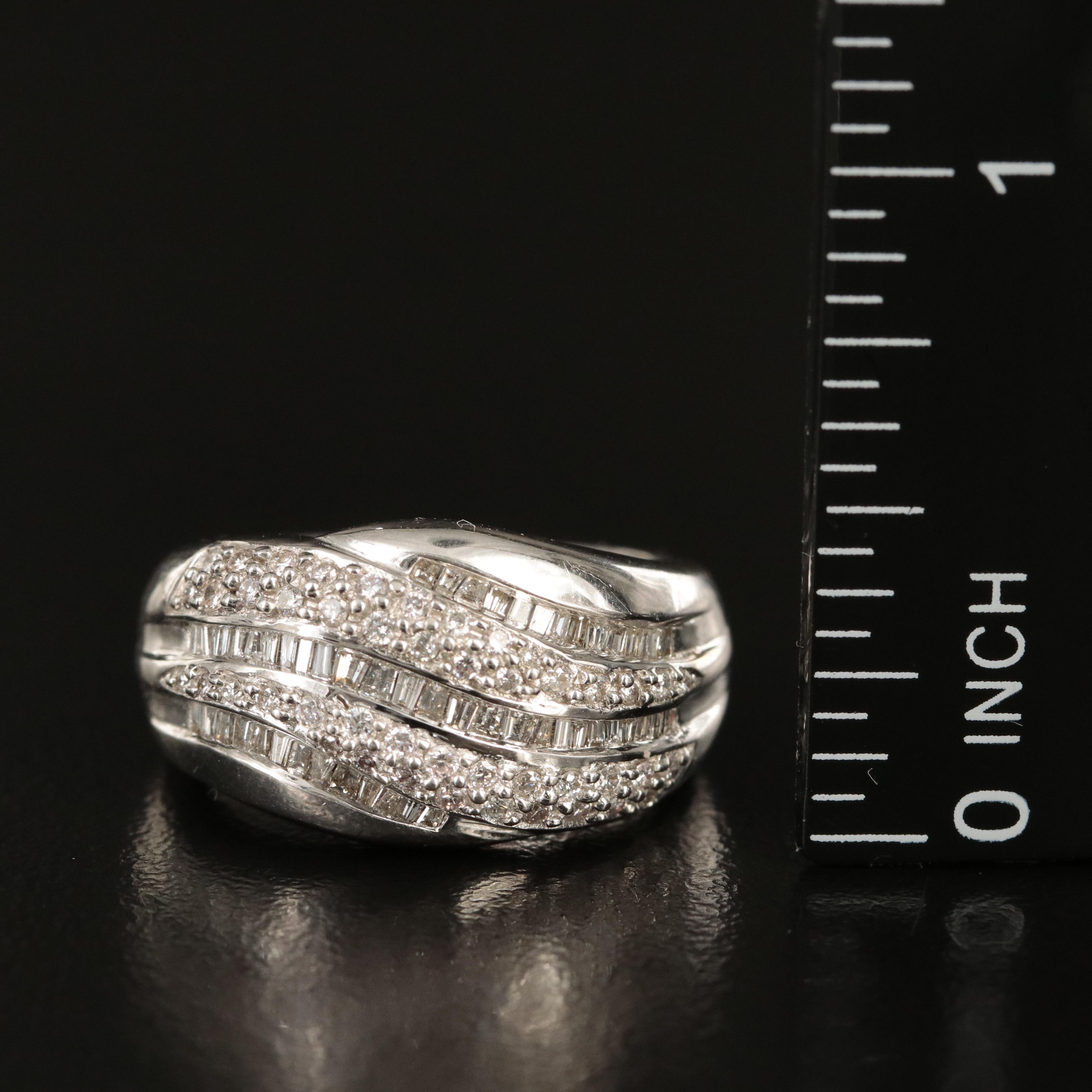 18K 1.11 CTW Diamond Wave Ring