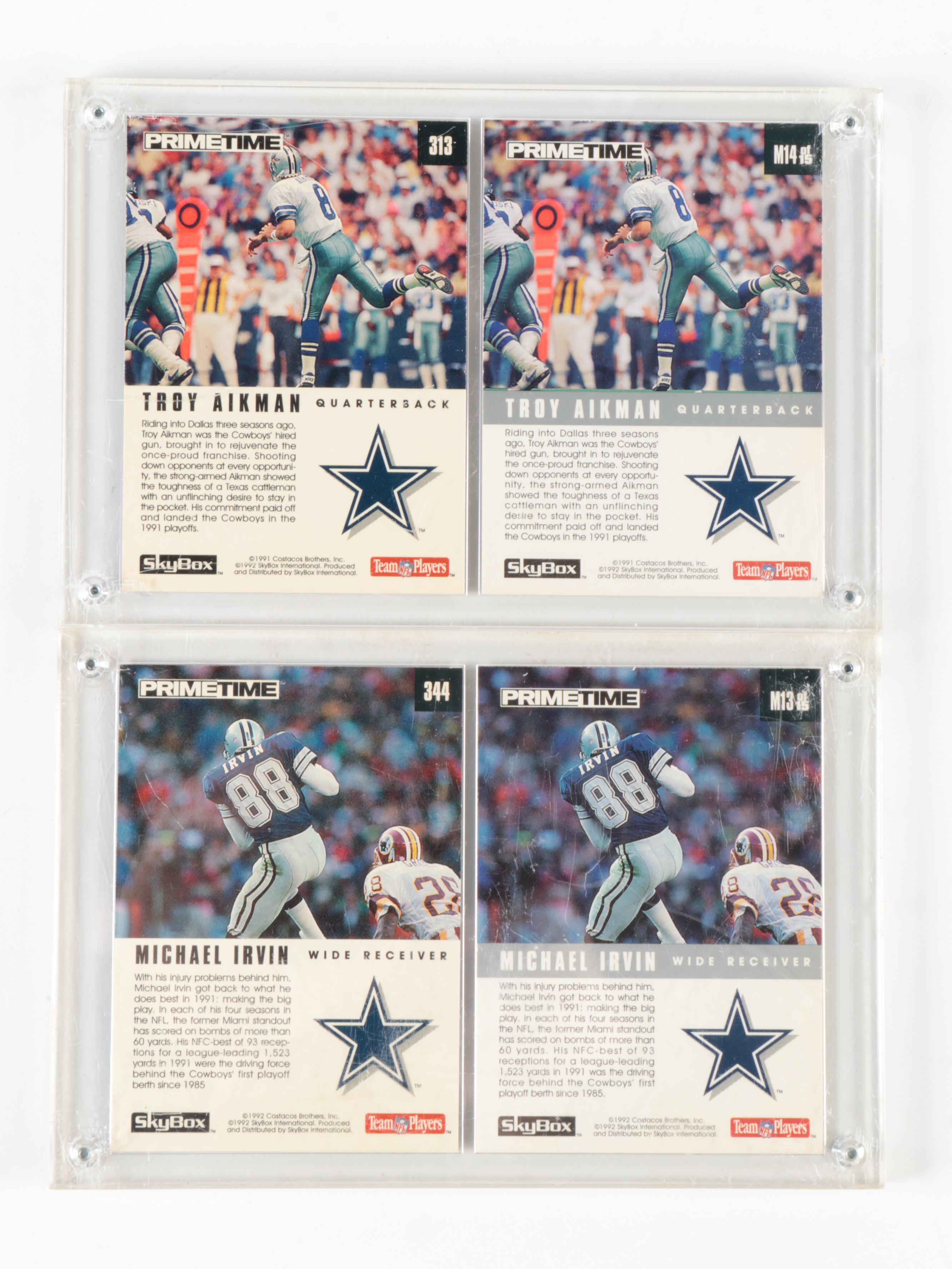 Skybox Football Cards with Metallic Including Joe Montana, Emmitt Smith, 1990s