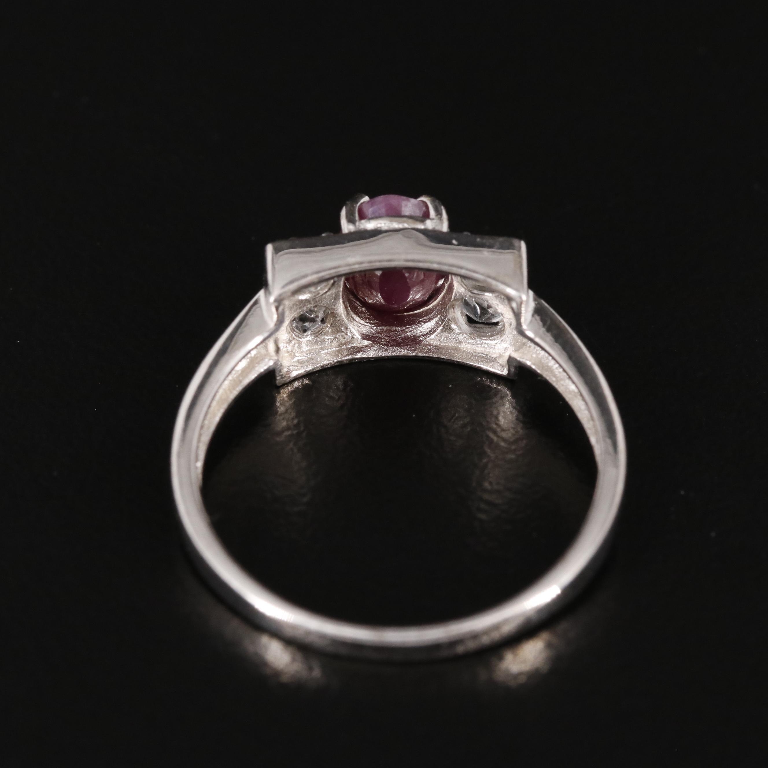Sterling Ruby and White Topaz Ring