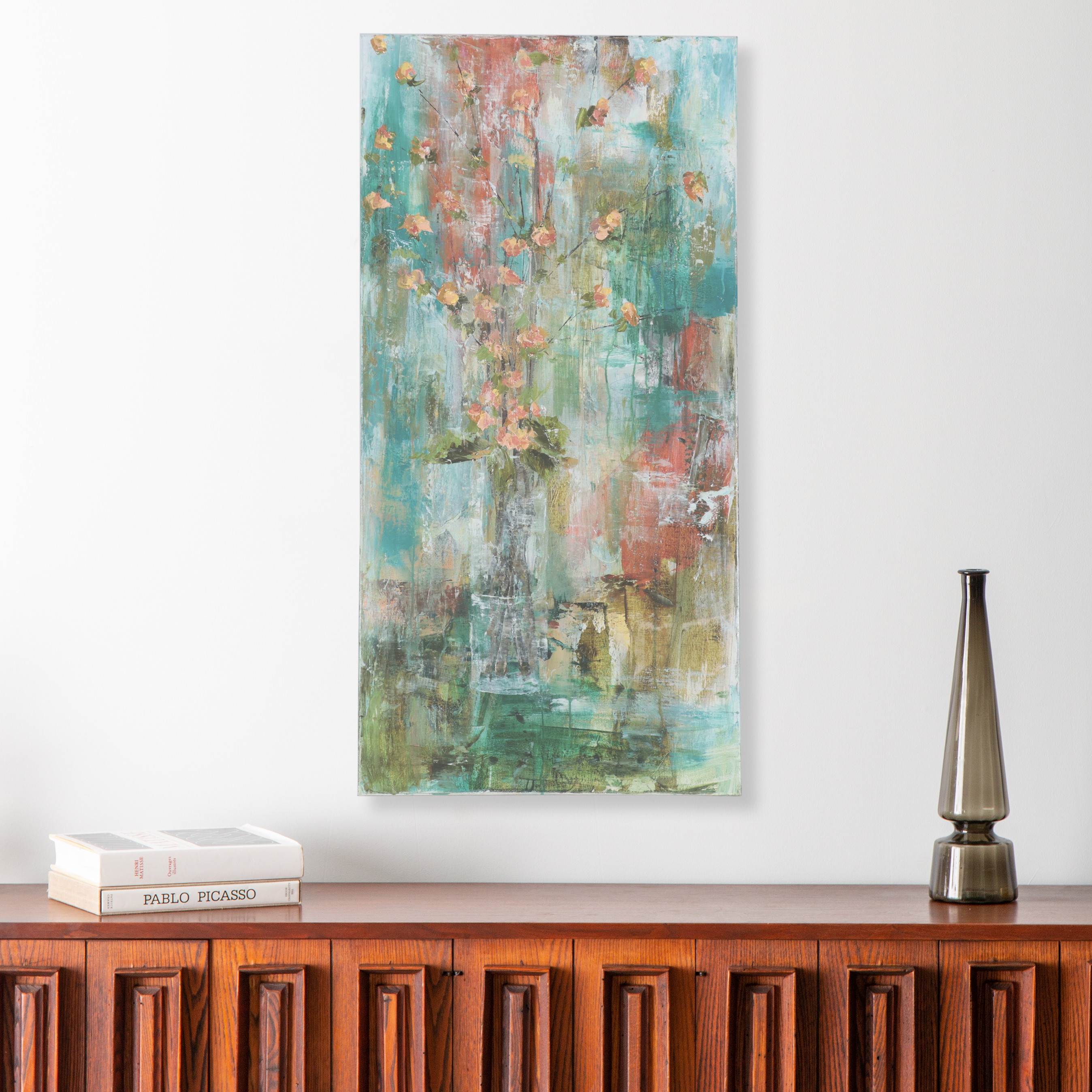 Melissa Payne Baker Floral Acrylic Painting "Quince in Blue," 2017