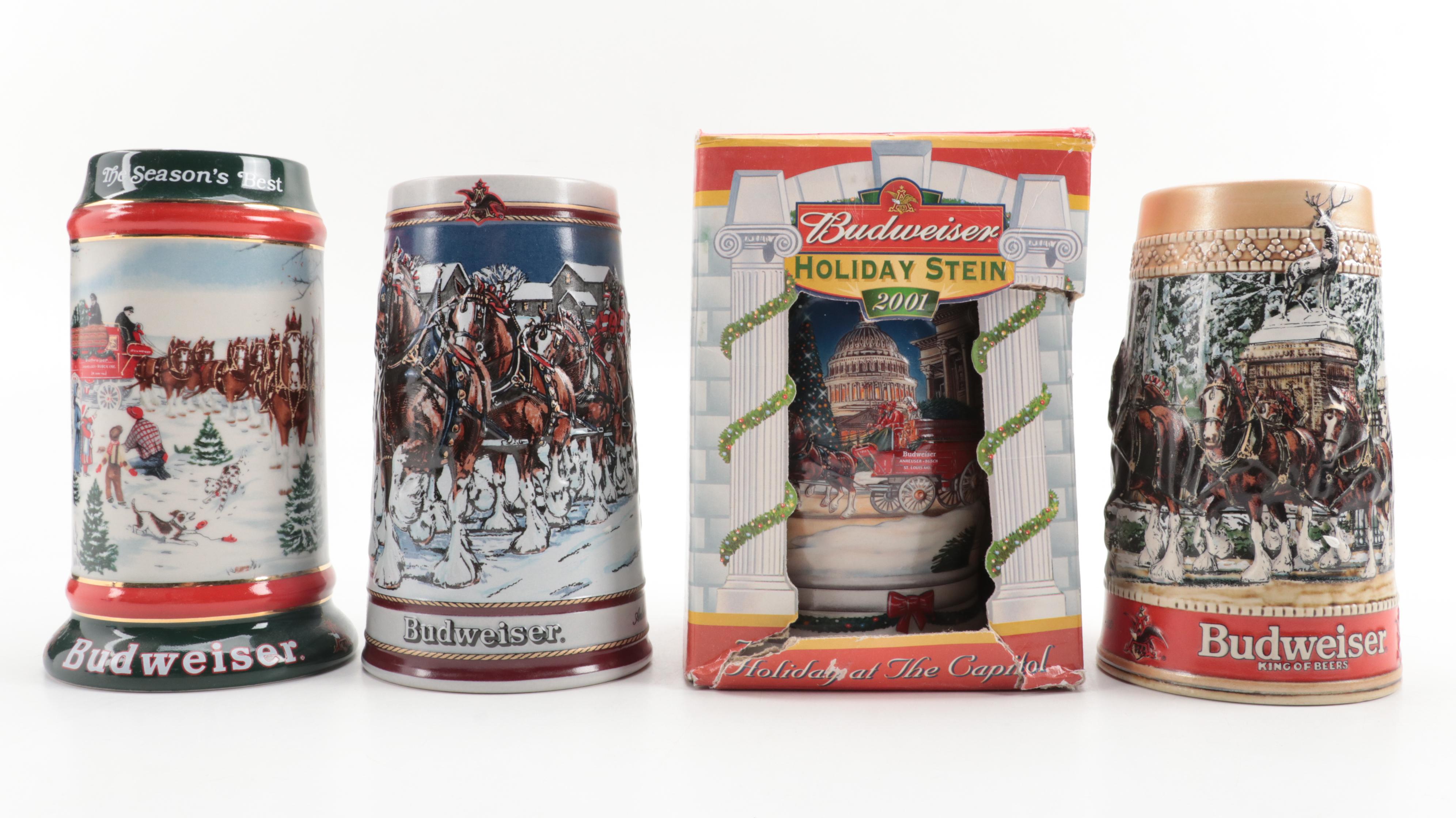 Ceramarte for Anheuser-Busch Budweiser Ceramic Christmas Steins
