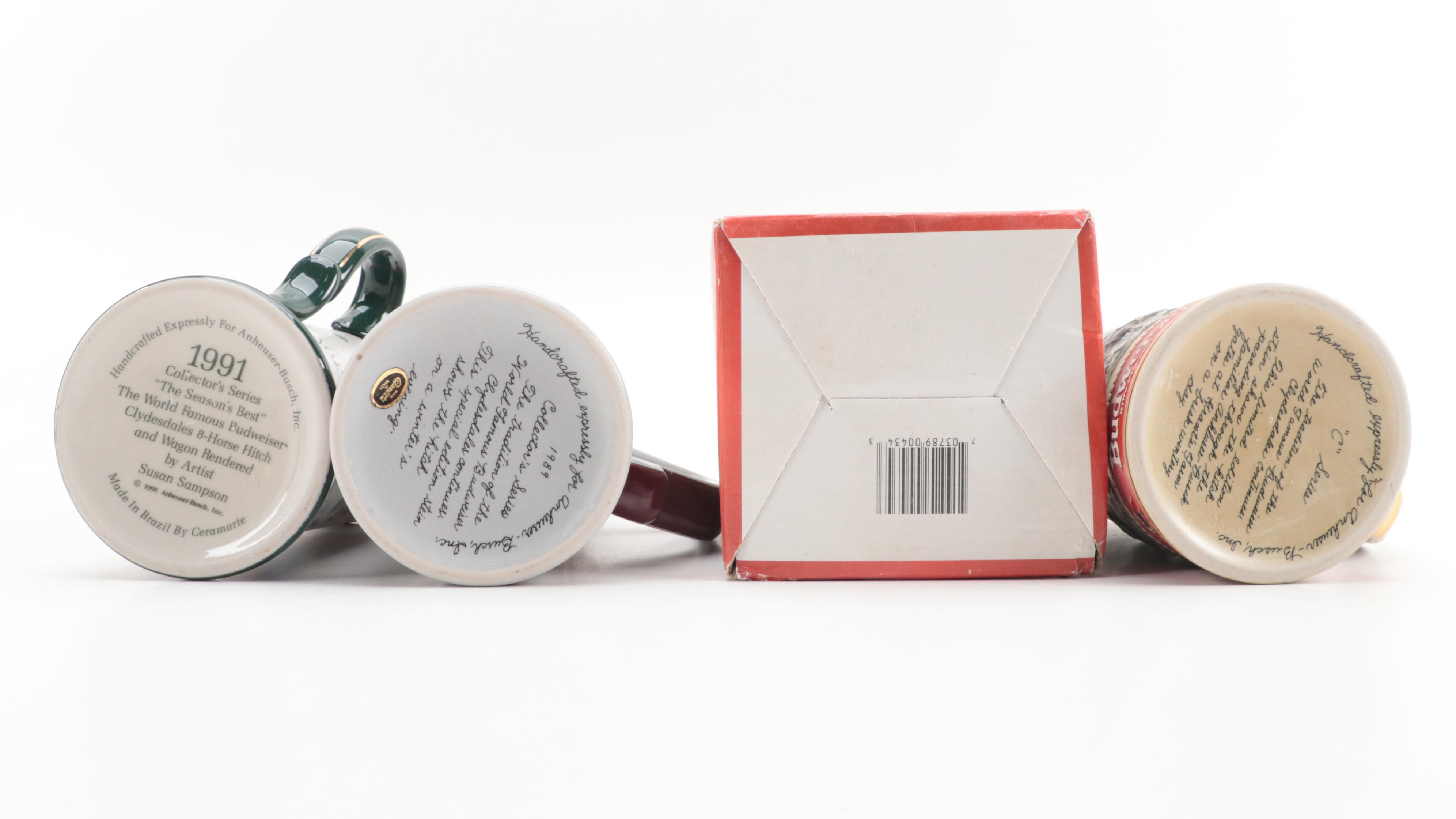 Ceramarte for Anheuser-Busch Budweiser Ceramic Christmas Steins