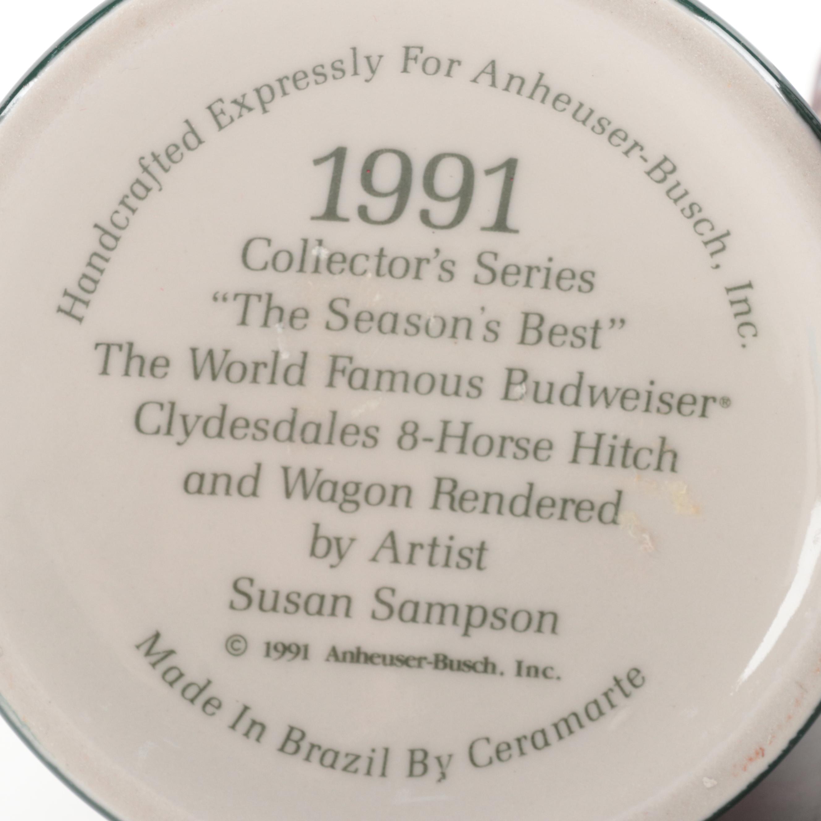 Ceramarte for Anheuser-Busch Budweiser Ceramic Christmas Steins