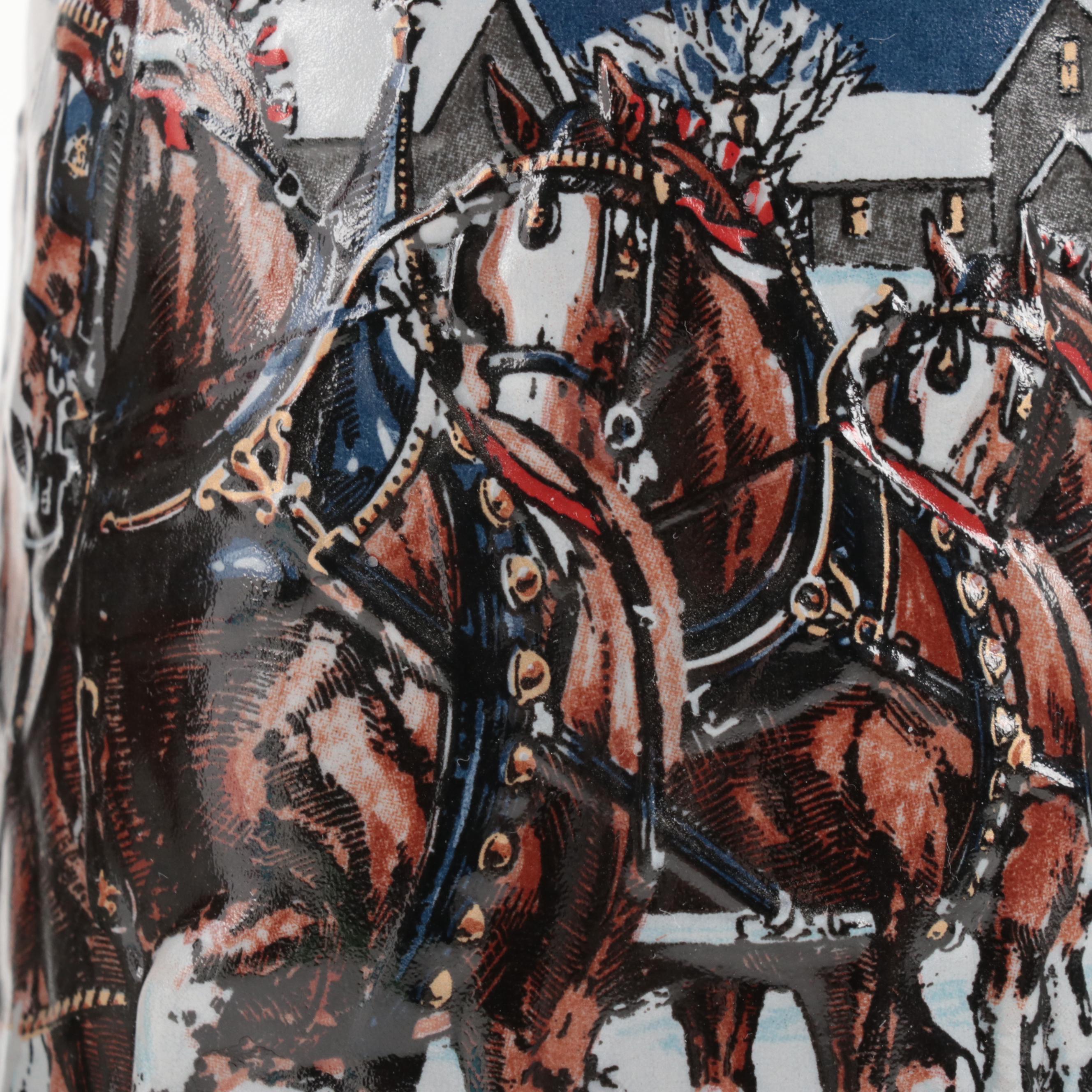 Ceramarte for Anheuser-Busch Budweiser Ceramic Christmas Steins