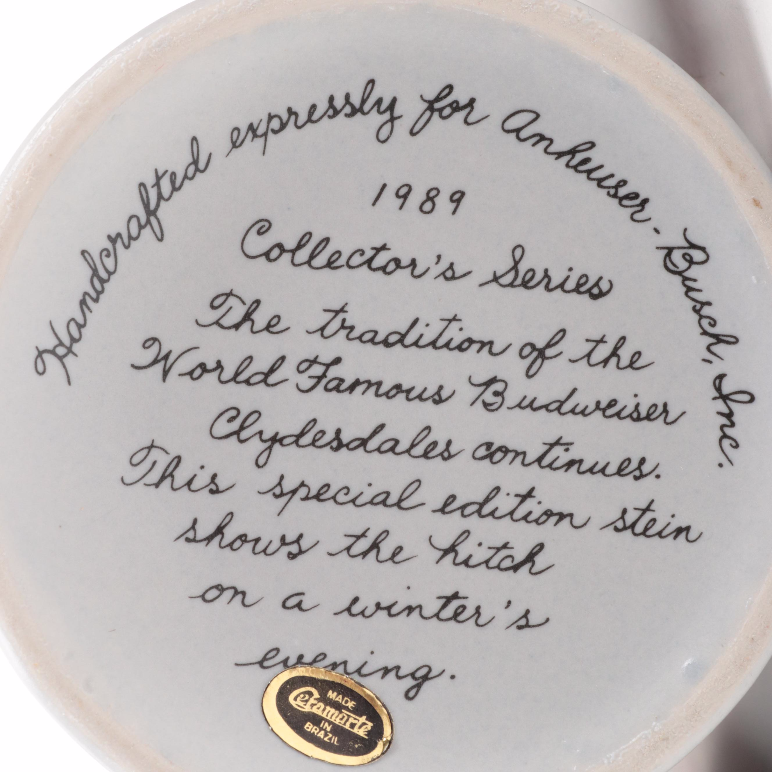 Ceramarte for Anheuser-Busch Budweiser Ceramic Christmas Steins