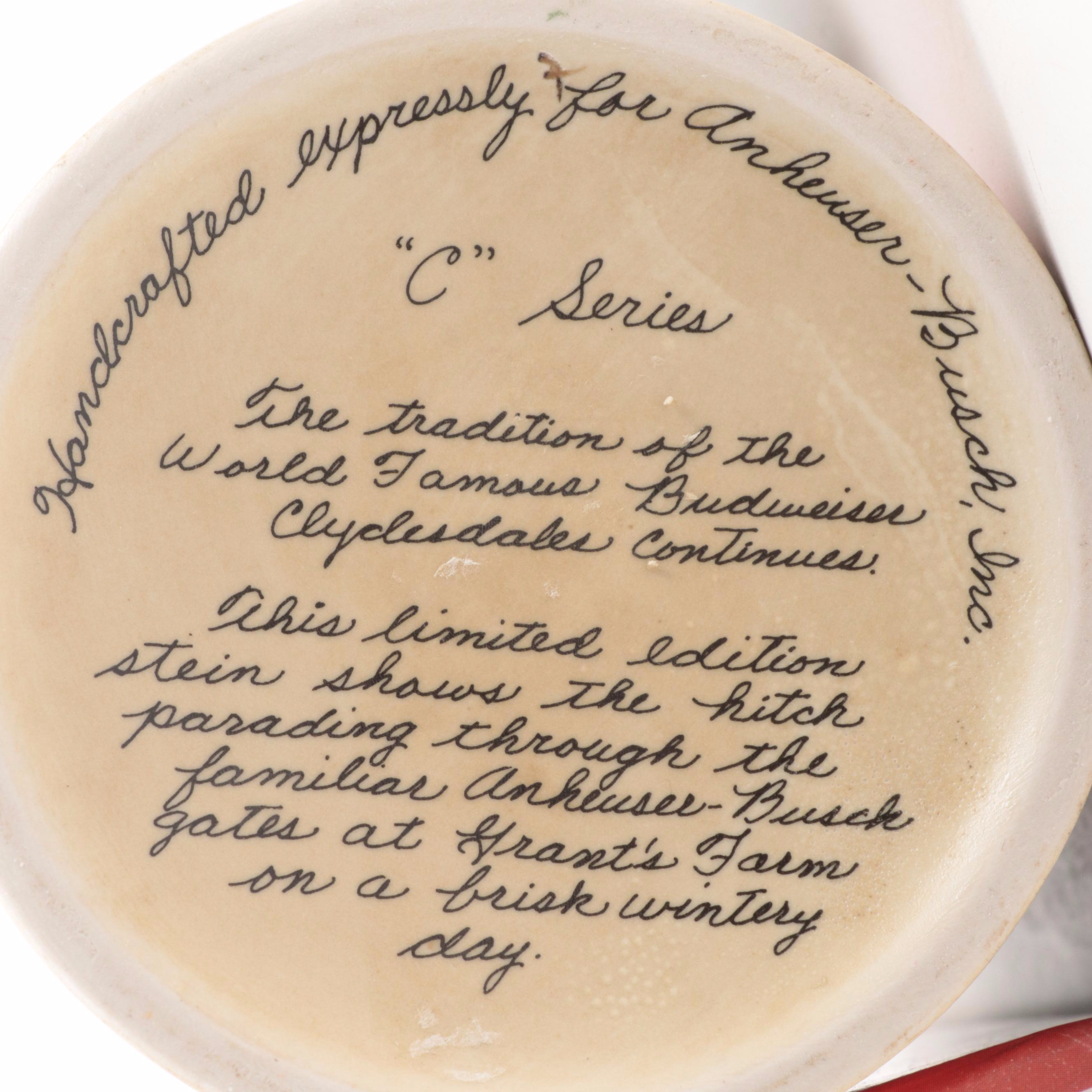 Ceramarte for Anheuser-Busch Budweiser Ceramic Christmas Steins