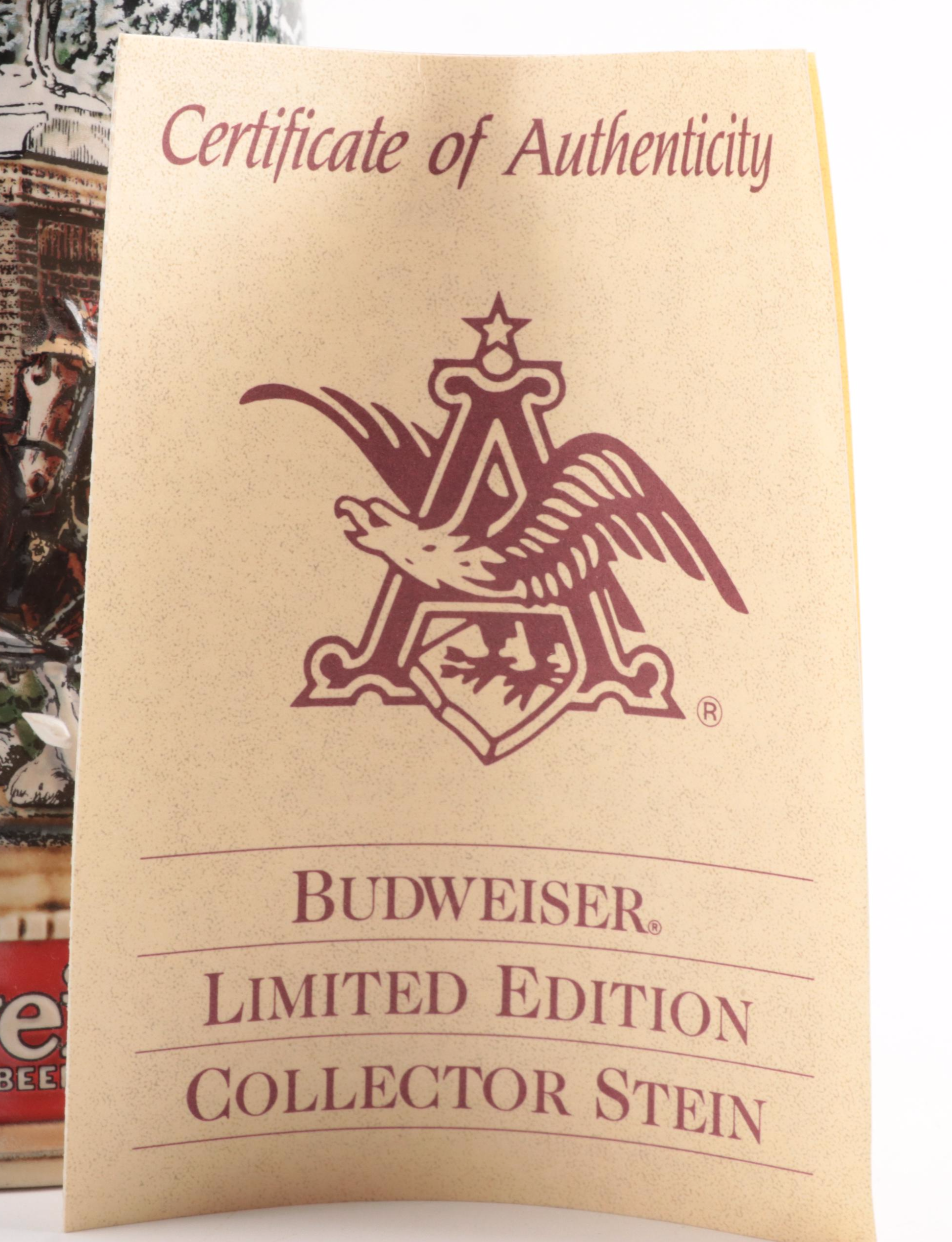 Ceramarte for Anheuser-Busch Budweiser Ceramic Christmas Steins