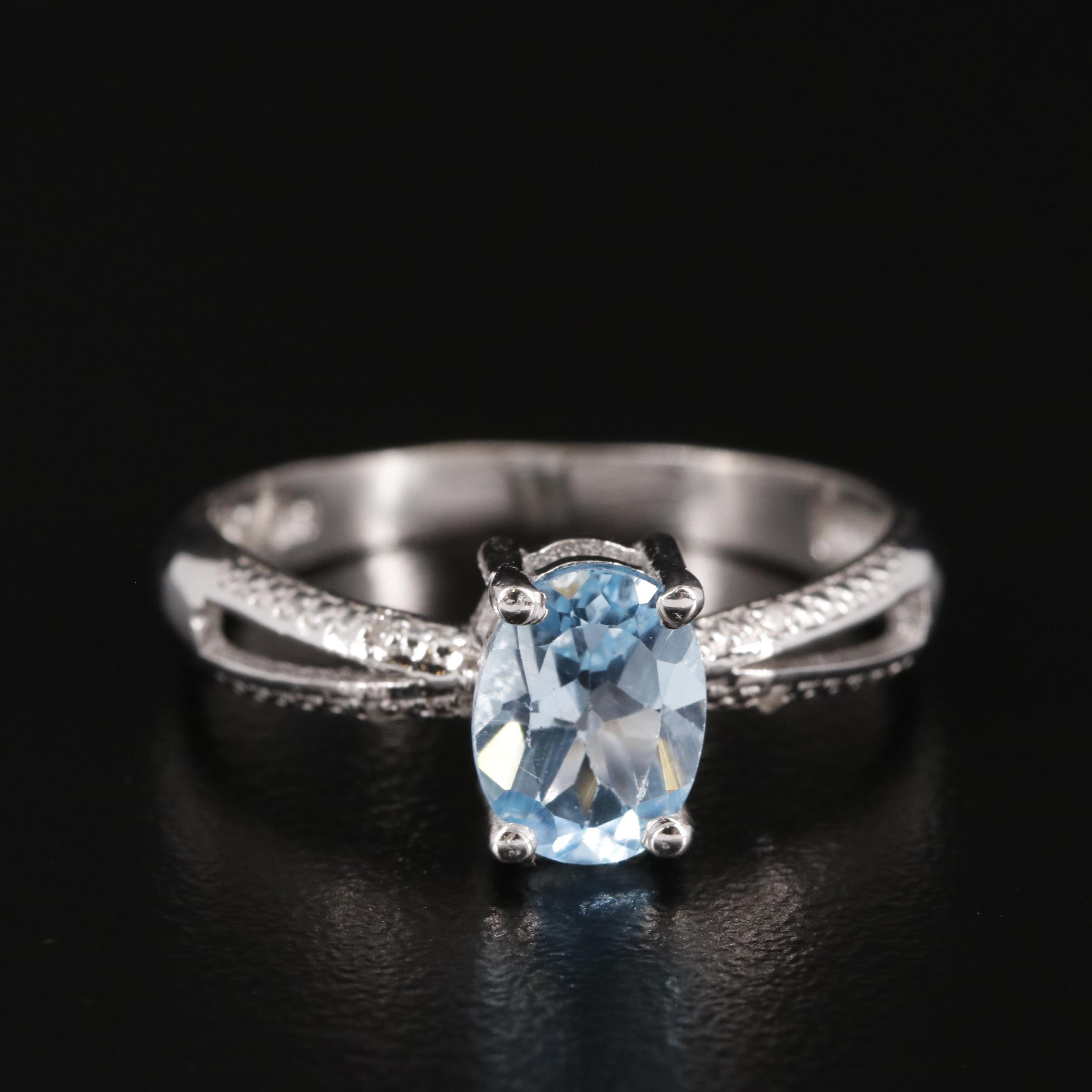 Sterling Blue Topaz Solitaire Ring
