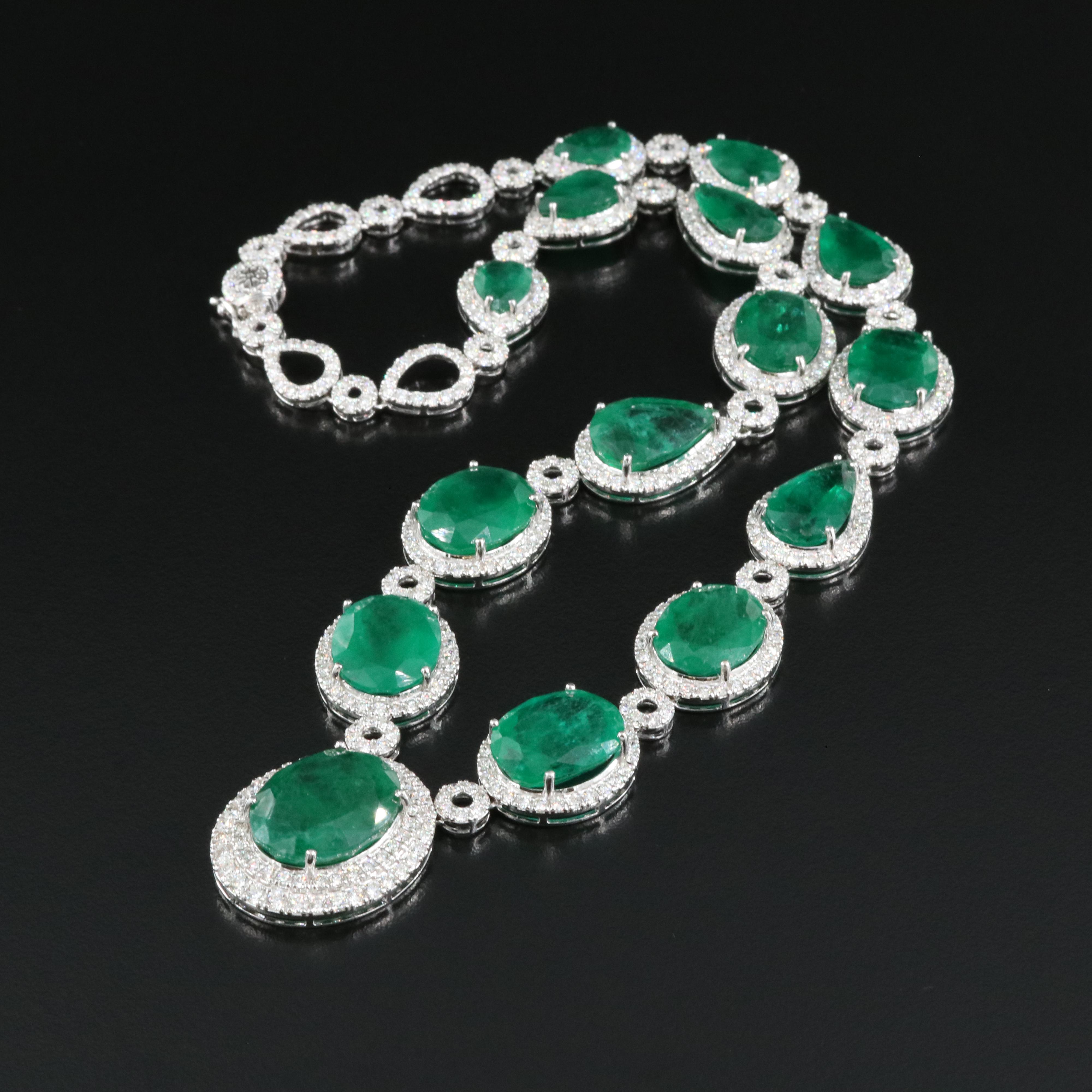 18K 93.13 CTW Emerald and 13.25 CTW Diamond Necklace