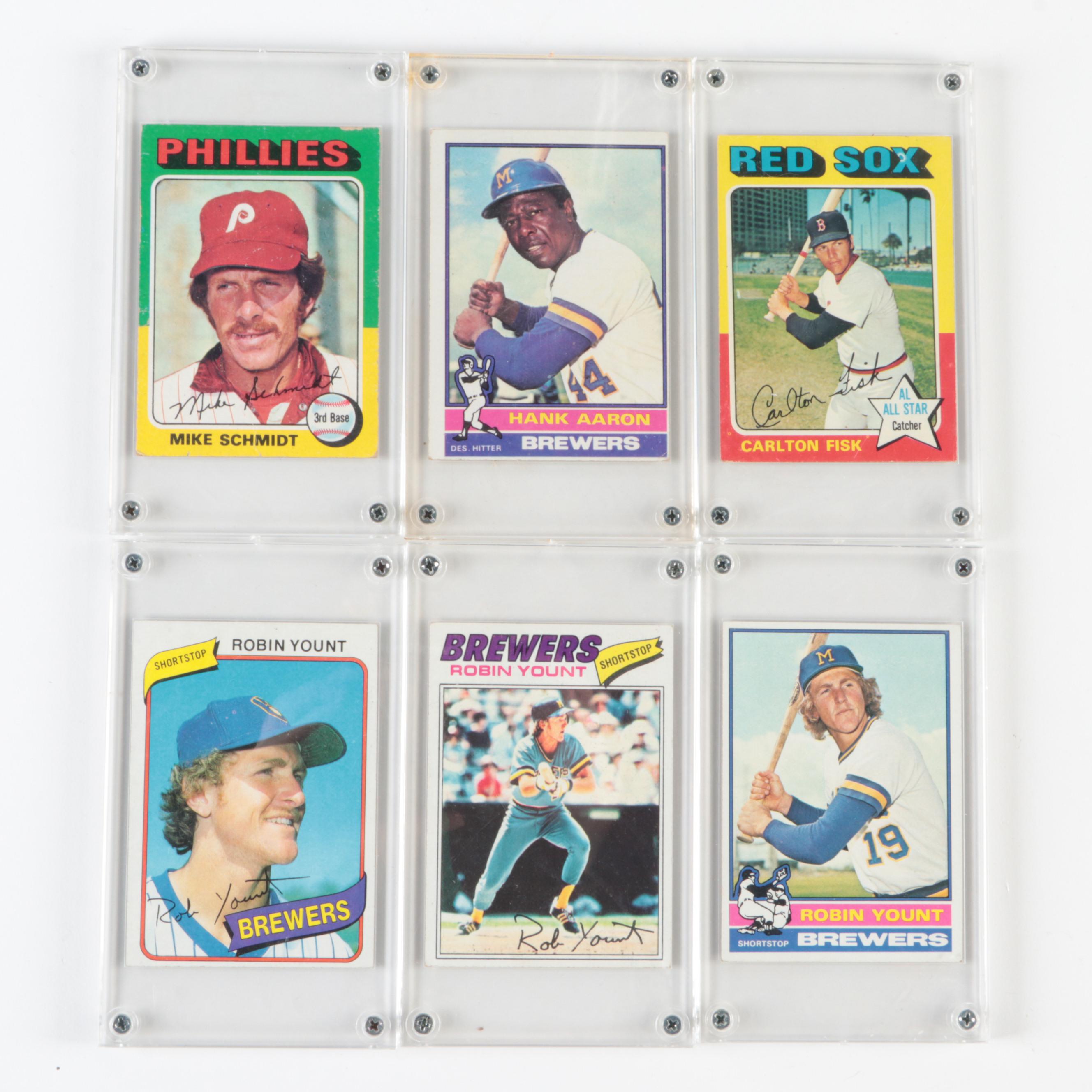 Topps Baseball Cards with Aaron, Robinson, Schmidt and More, 1960s–1980s