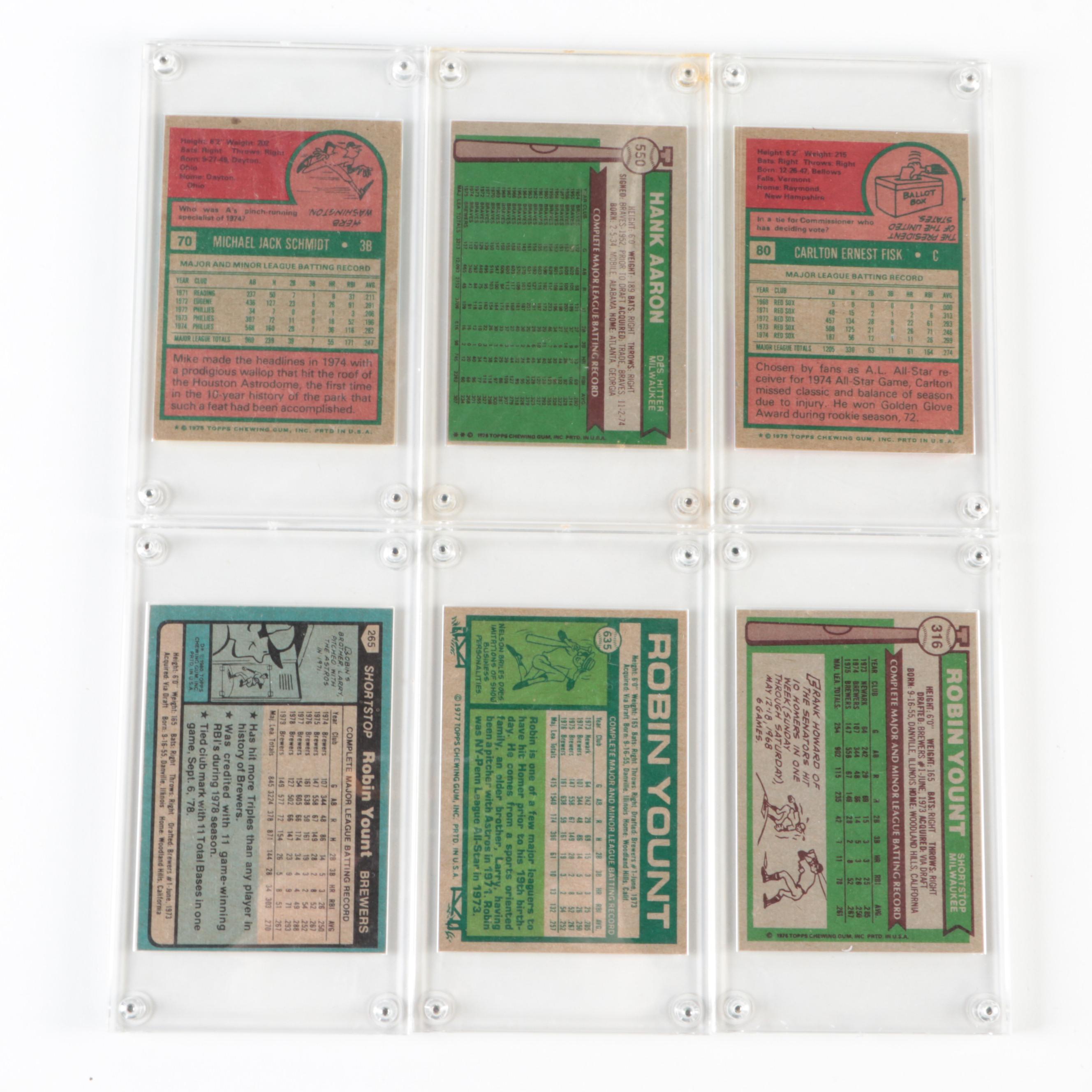 Topps Baseball Cards with Aaron, Robinson, Schmidt and More, 1960s–1980s