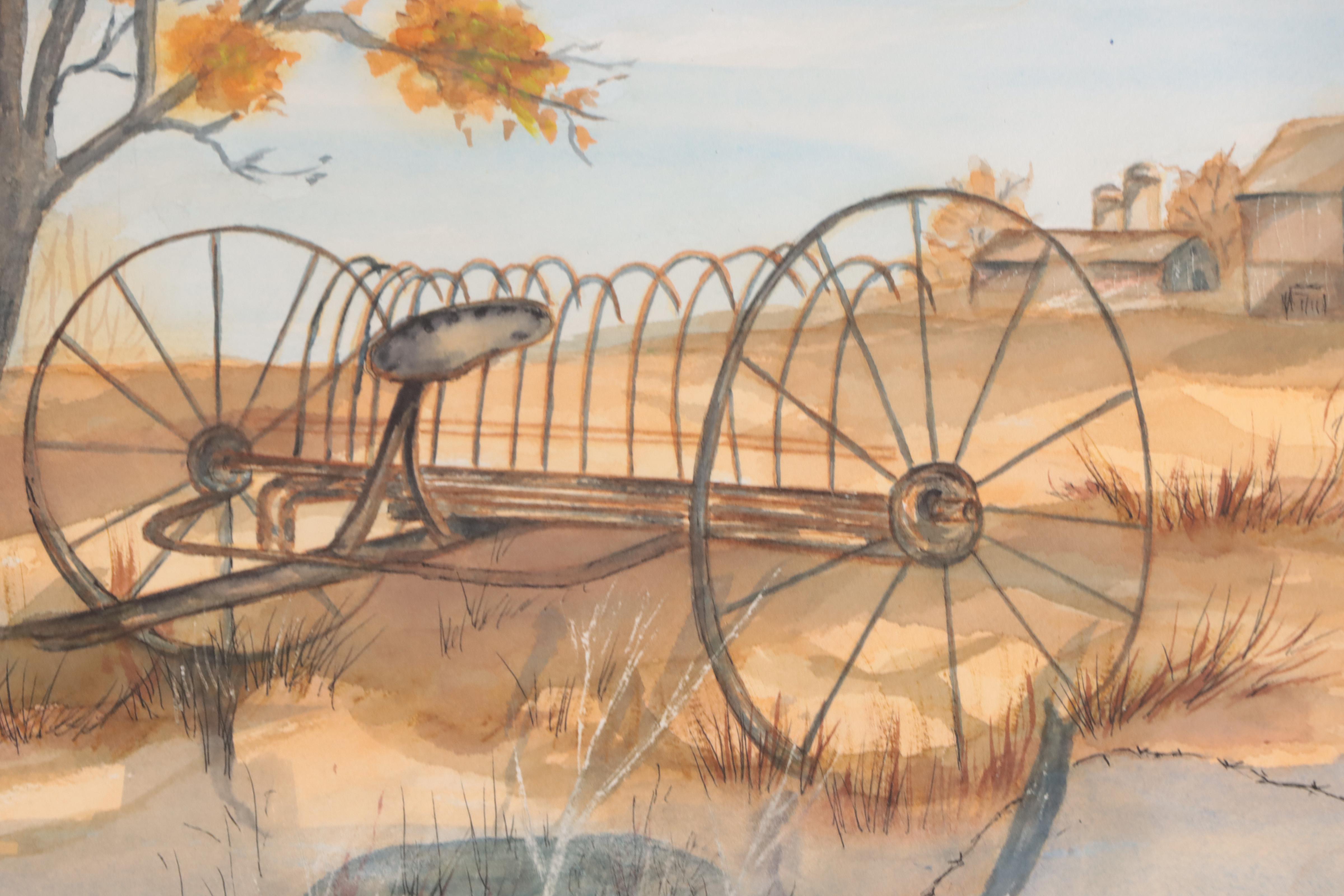 Bernice Schellenberger Watercolor Painting of Farm Scene