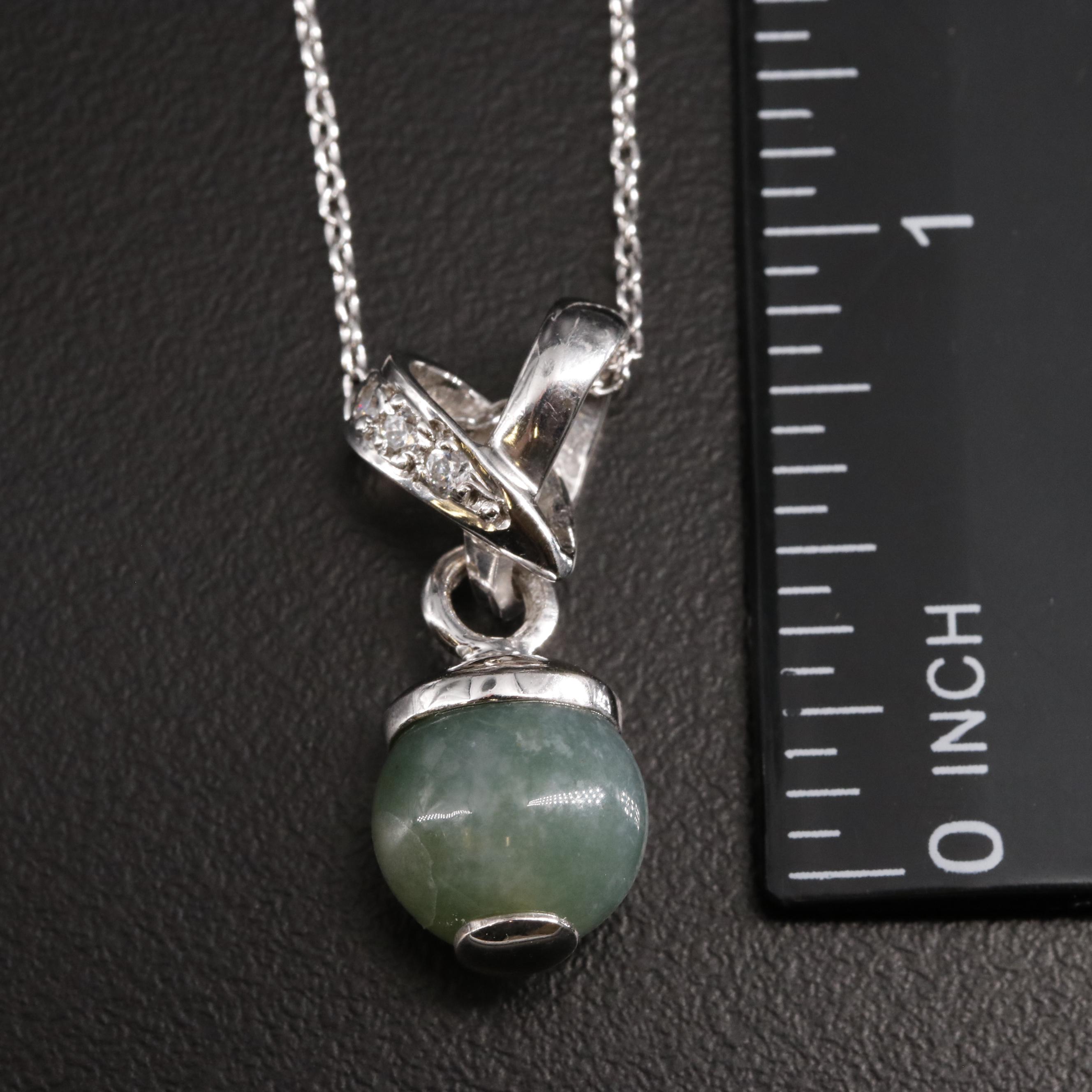 Sterling Chalcedony and Cubic Zirconia Pendant Necklace
