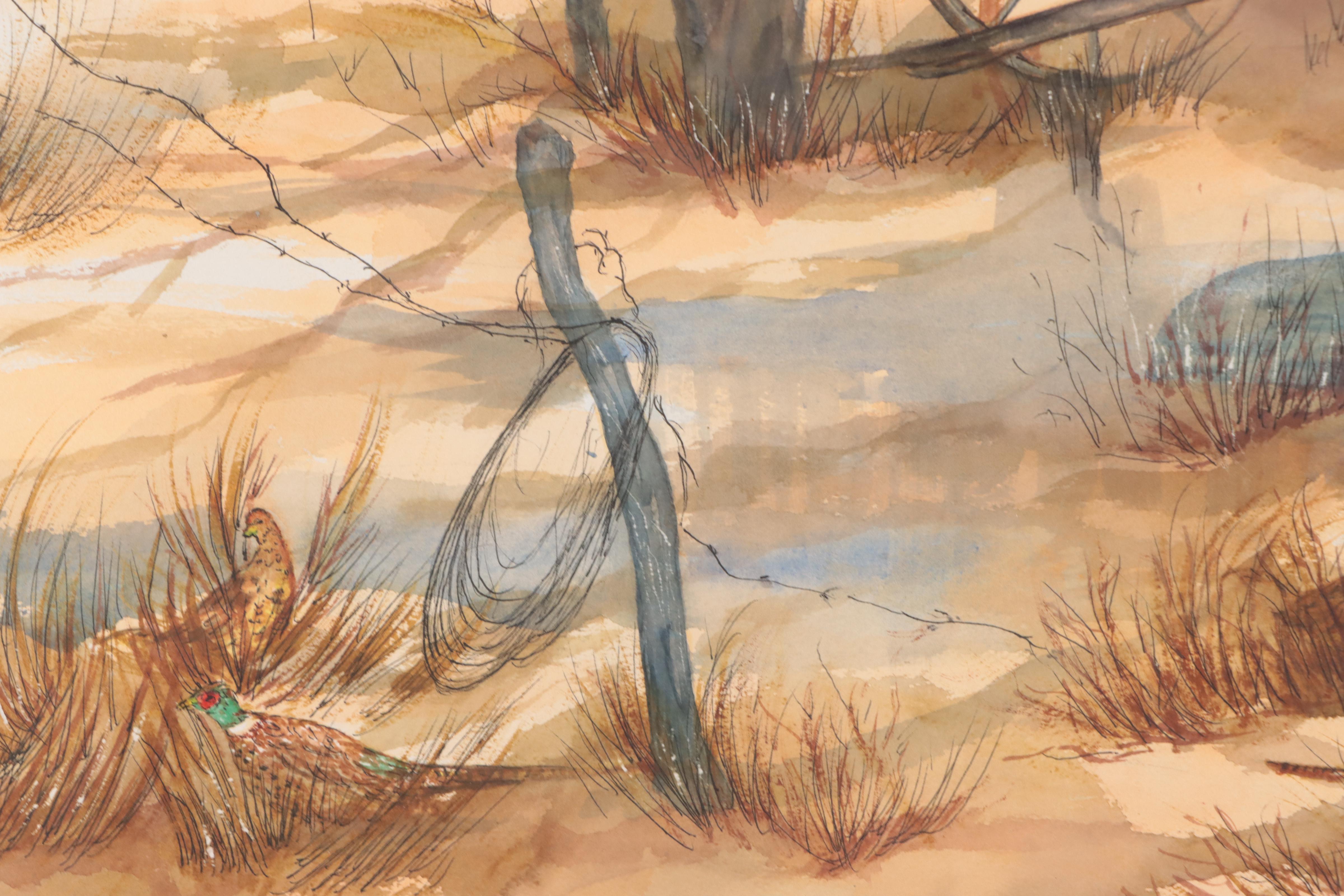 Bernice Schellenberger Watercolor Painting of Farm Scene