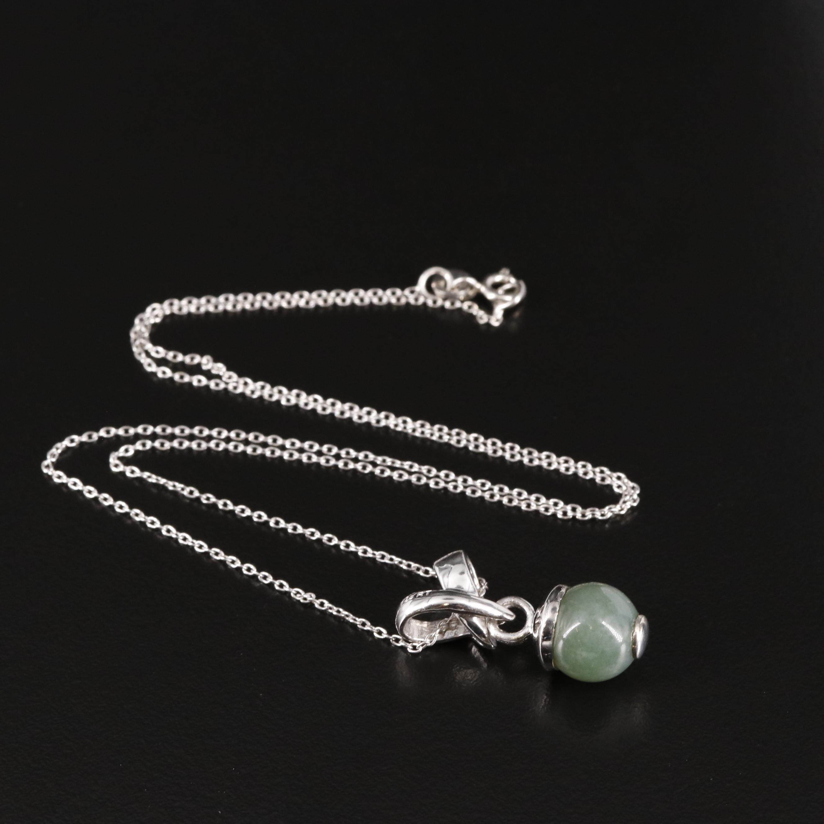 Sterling Chalcedony and Cubic Zirconia Pendant Necklace