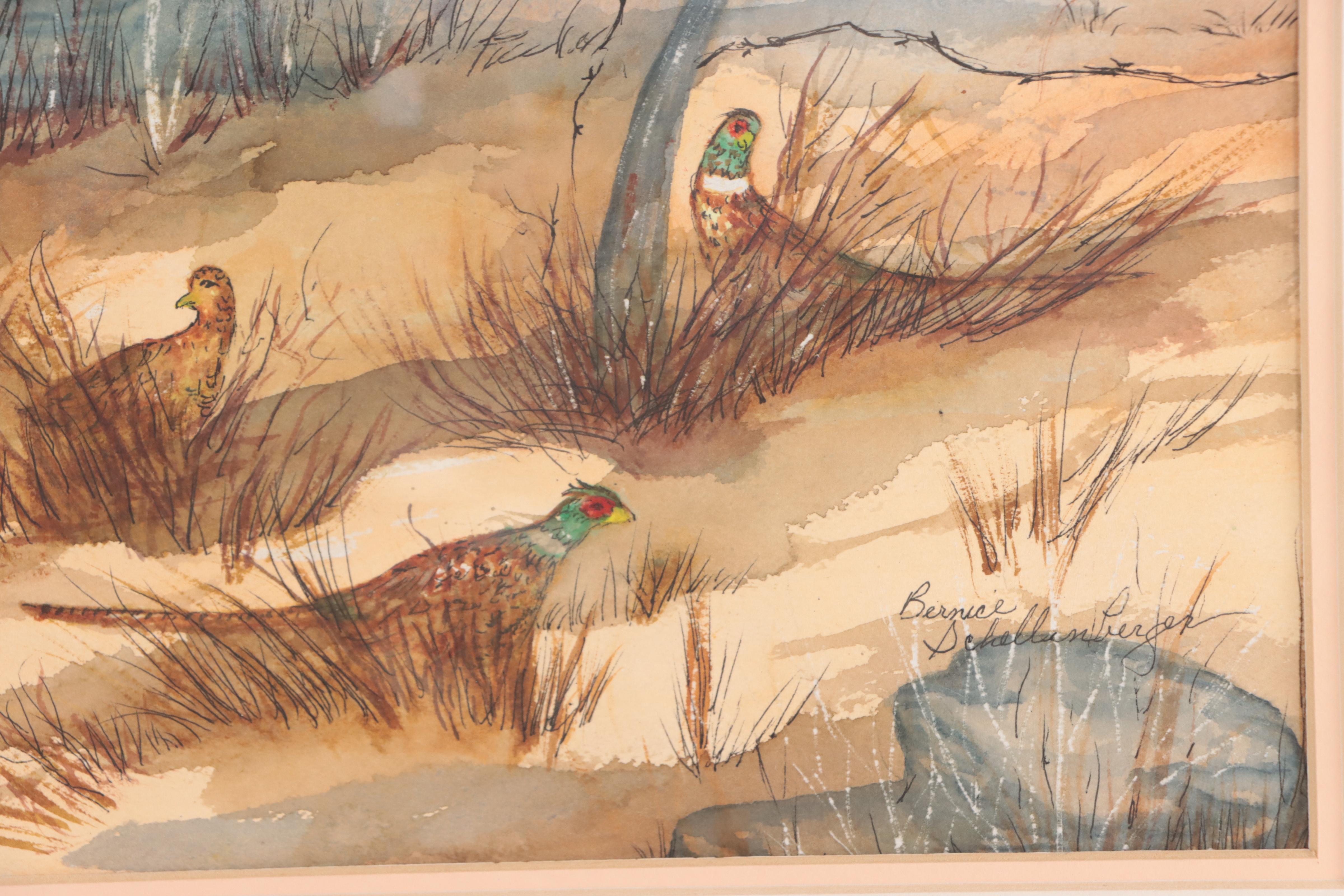 Bernice Schellenberger Watercolor Painting of Farm Scene