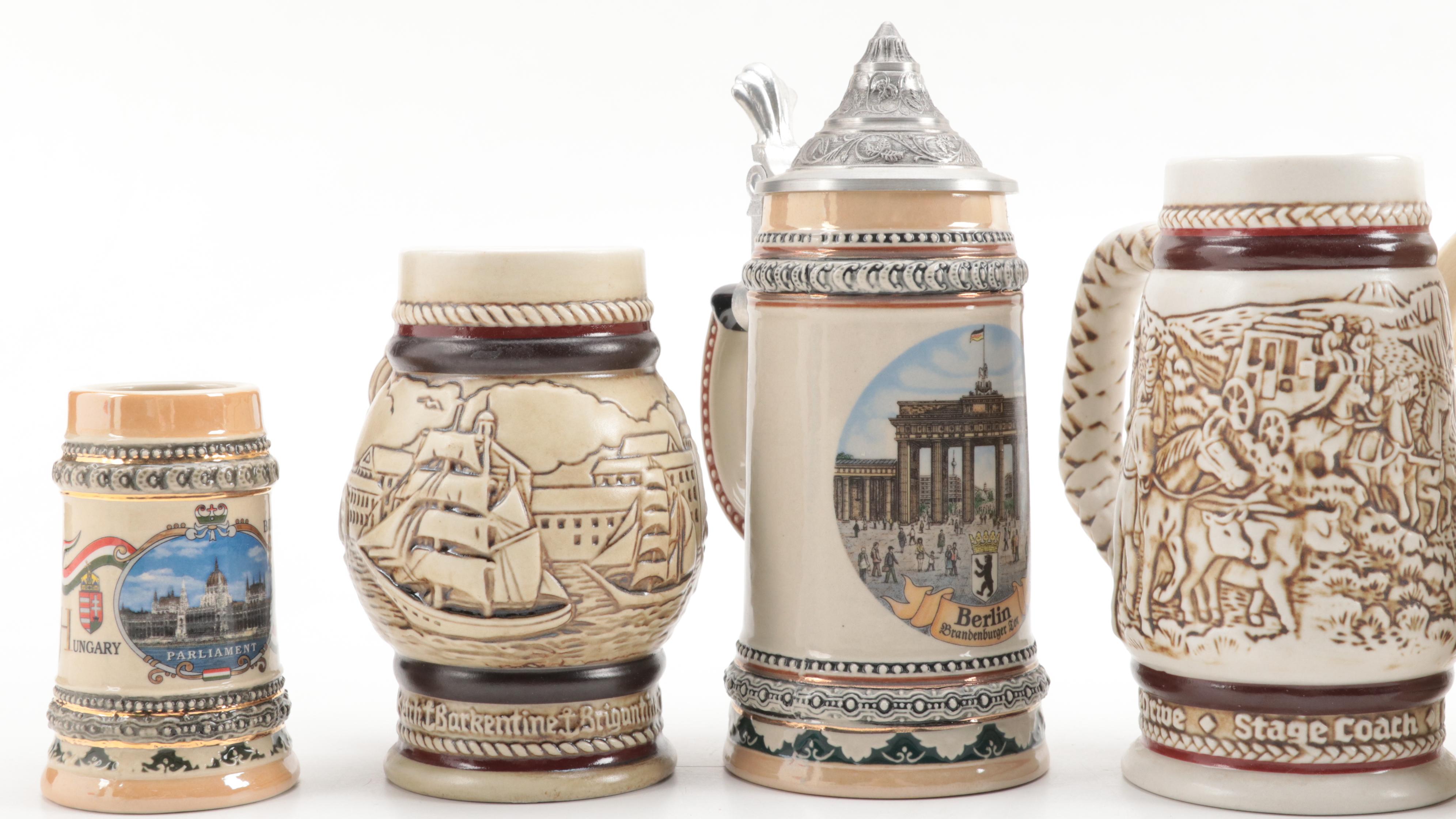 Avon, Gerz, and More Glazed Stoneware Beer Stein and Mugs