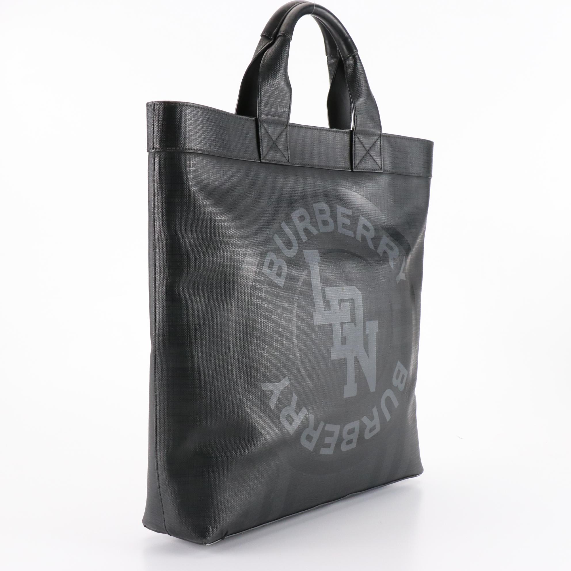 Burberry Tote in Logo Graphic London Check Coated Canvas