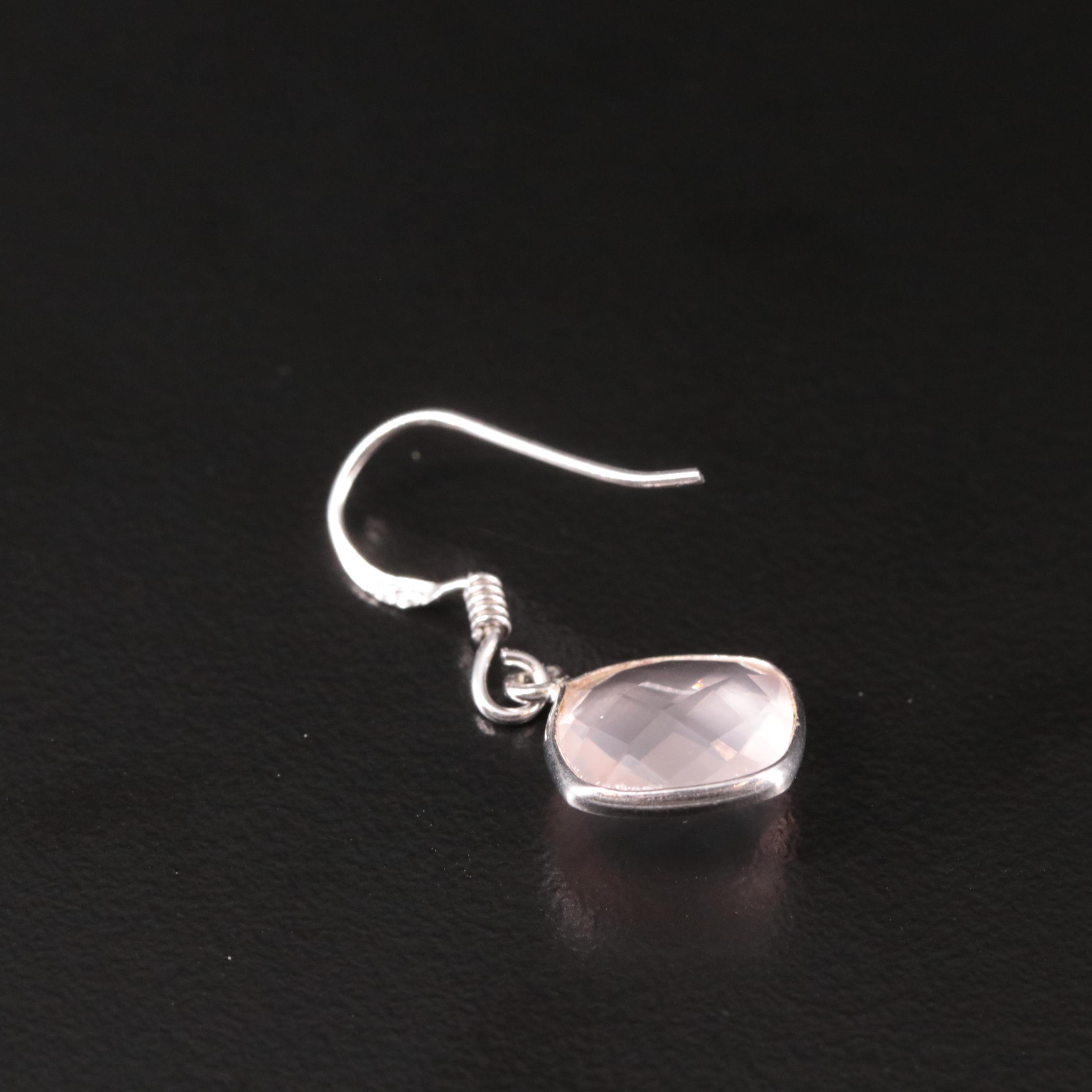 Sterling Rose Quartz Dangle Earrings