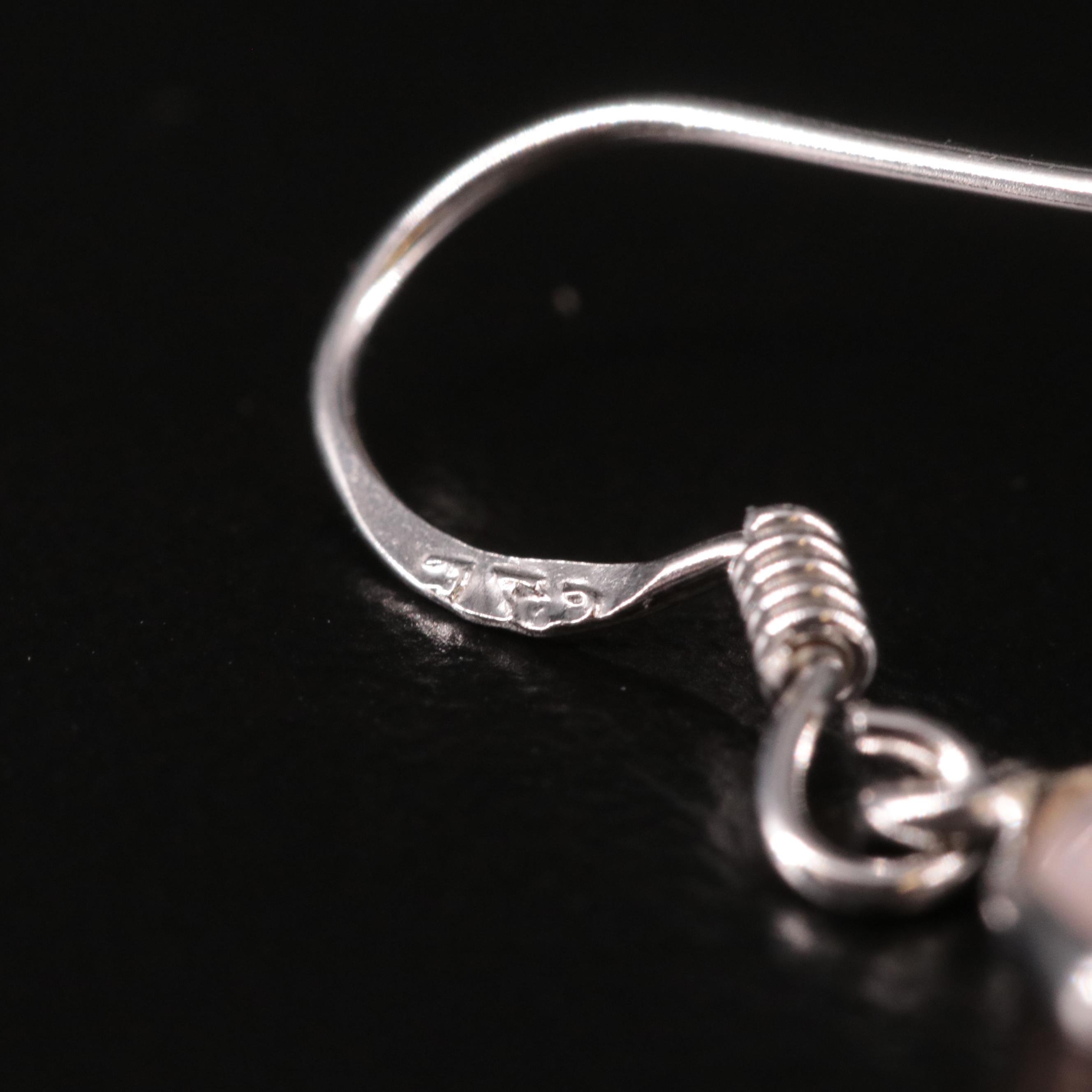 Sterling Rose Quartz Dangle Earrings