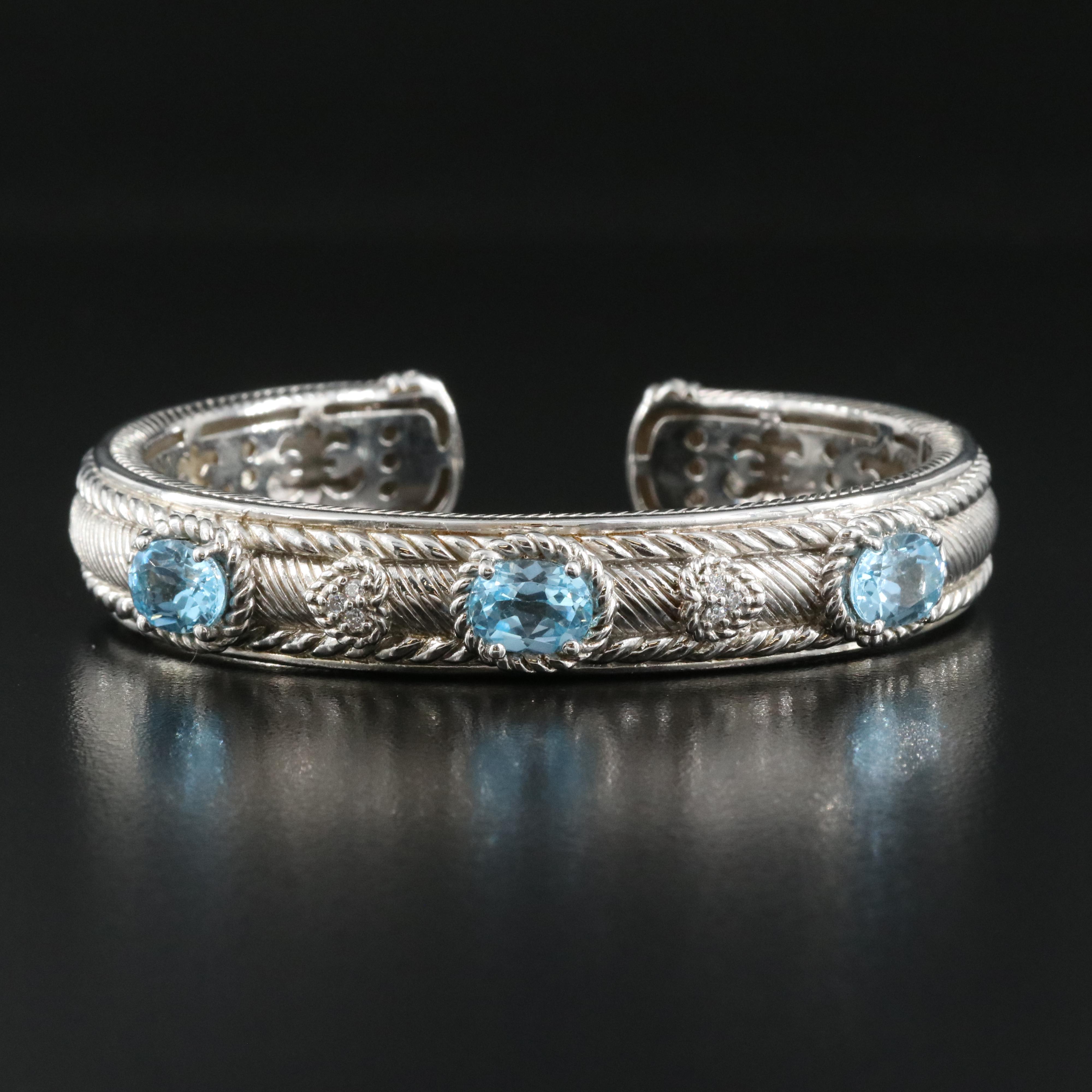 Judith Ripka Sterling Topaz and Cubic Zirconia Kick Cuff