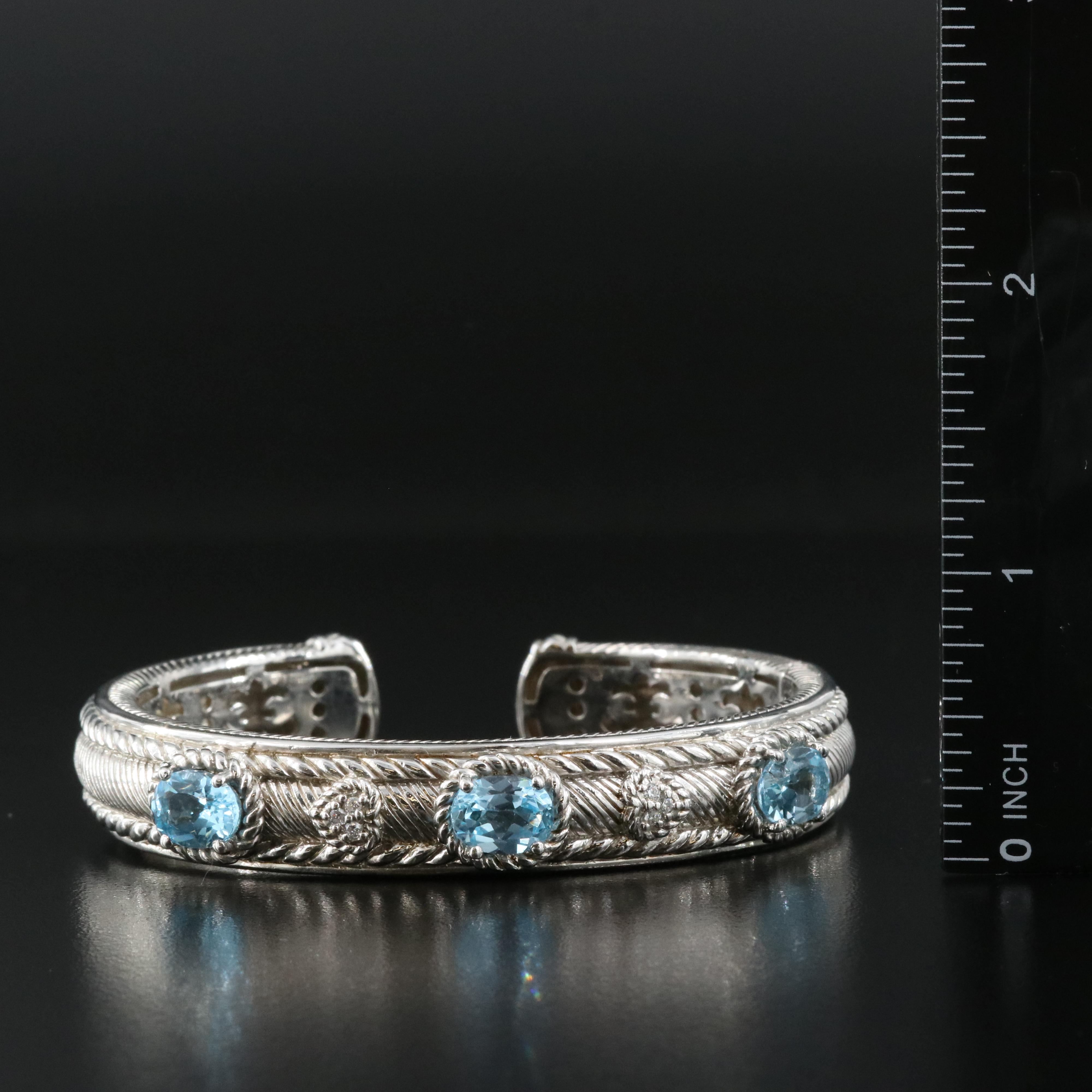 Judith Ripka Sterling Topaz and Cubic Zirconia Kick Cuff