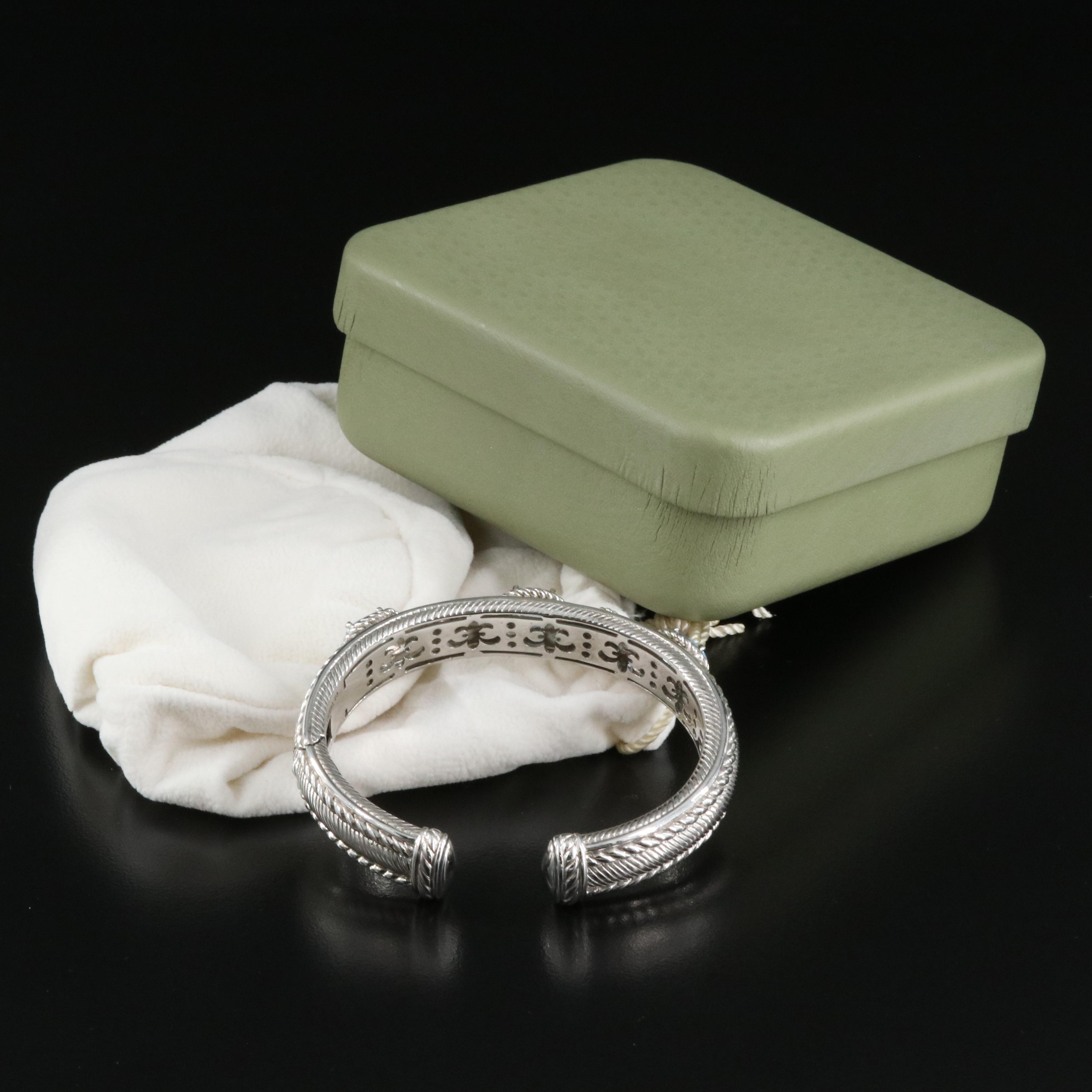 Judith Ripka Sterling Topaz and Cubic Zirconia Kick Cuff