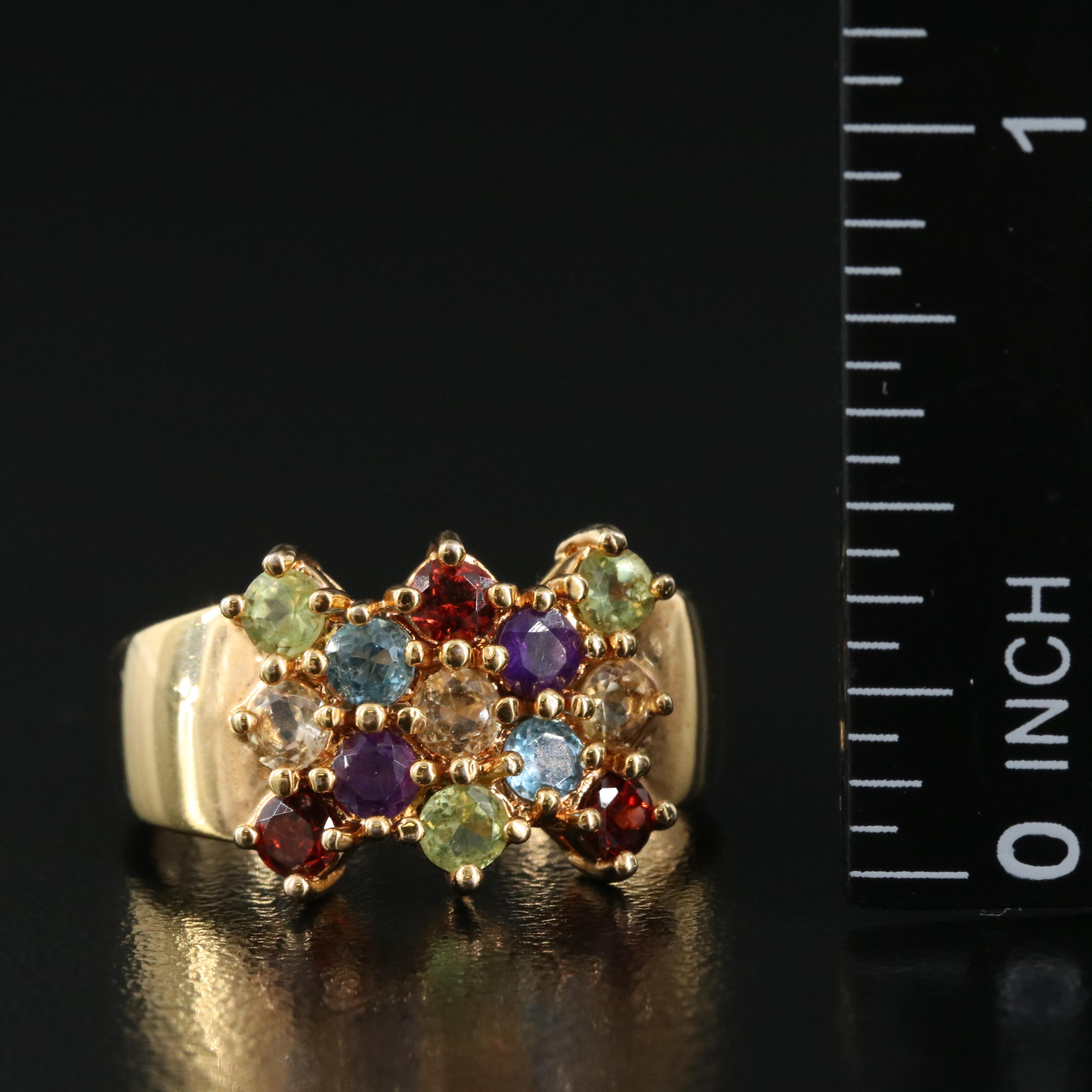 Italian Sterling Bracelet and Rings Including Garnet, Peridot and Amethyst