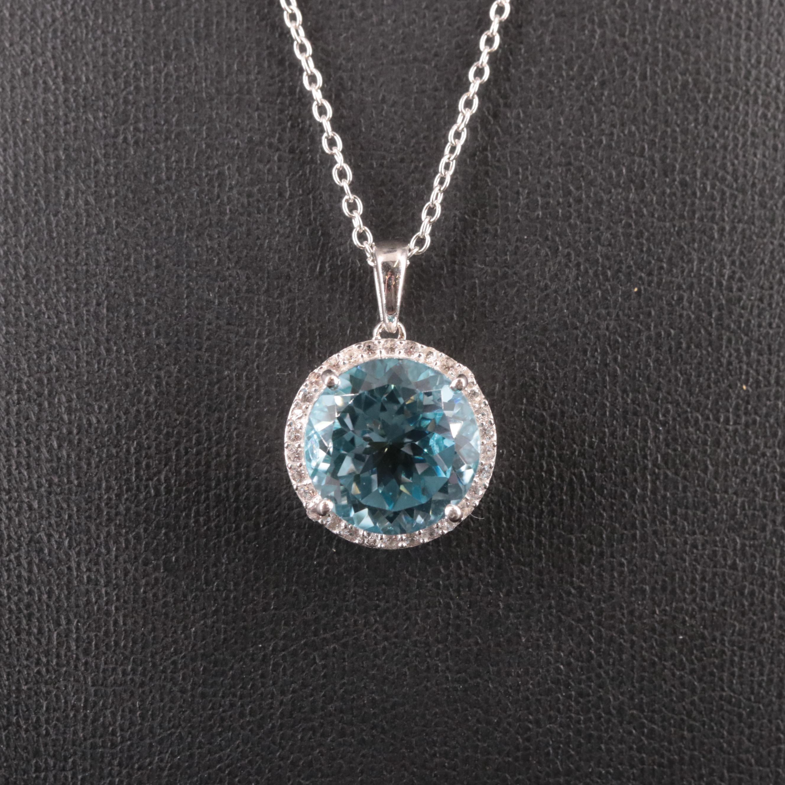 Sterling Blue and White Topaz Pendant Necklace