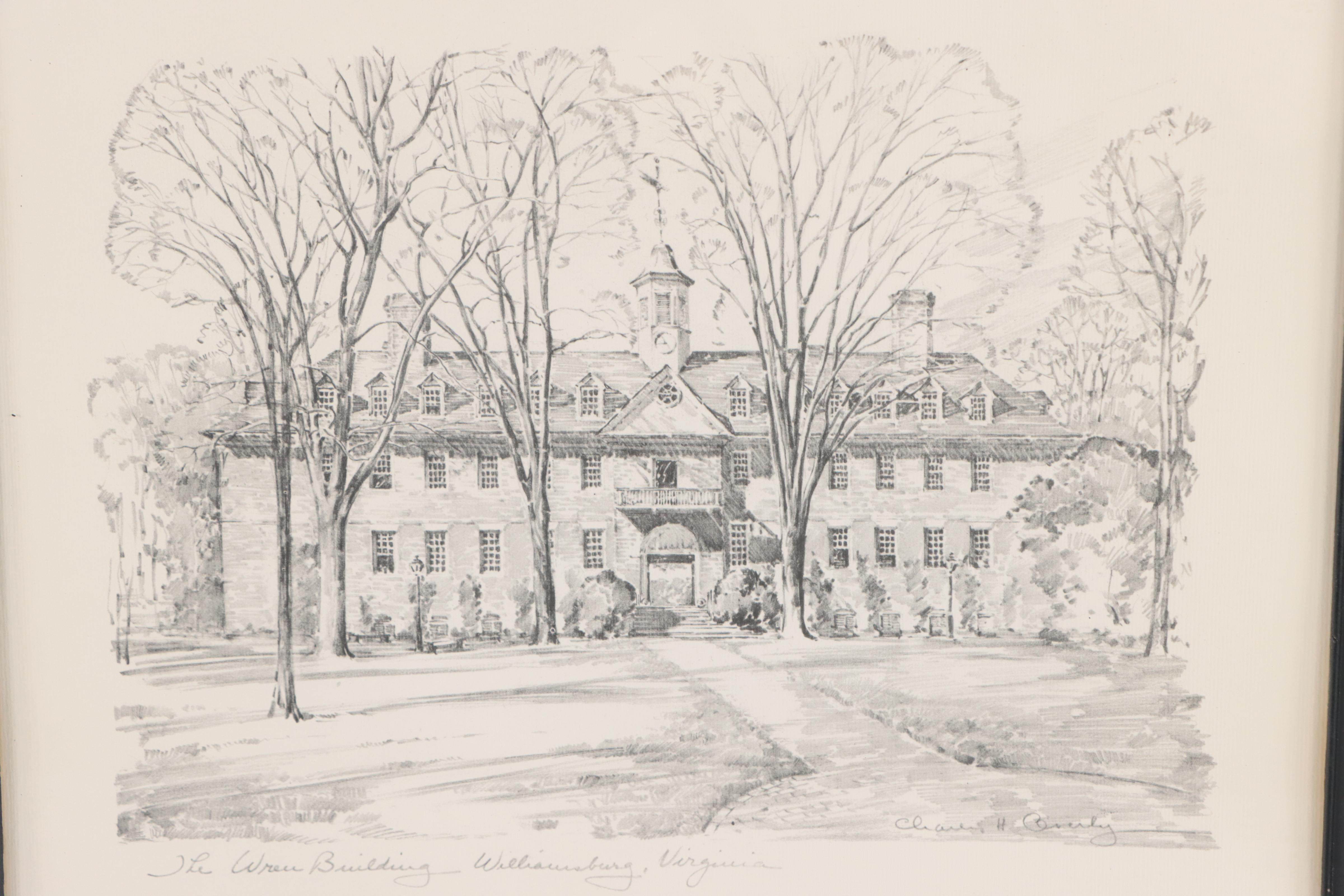 Halftones After Charles H. Overly of Buildings In Williamsburg, Virginia