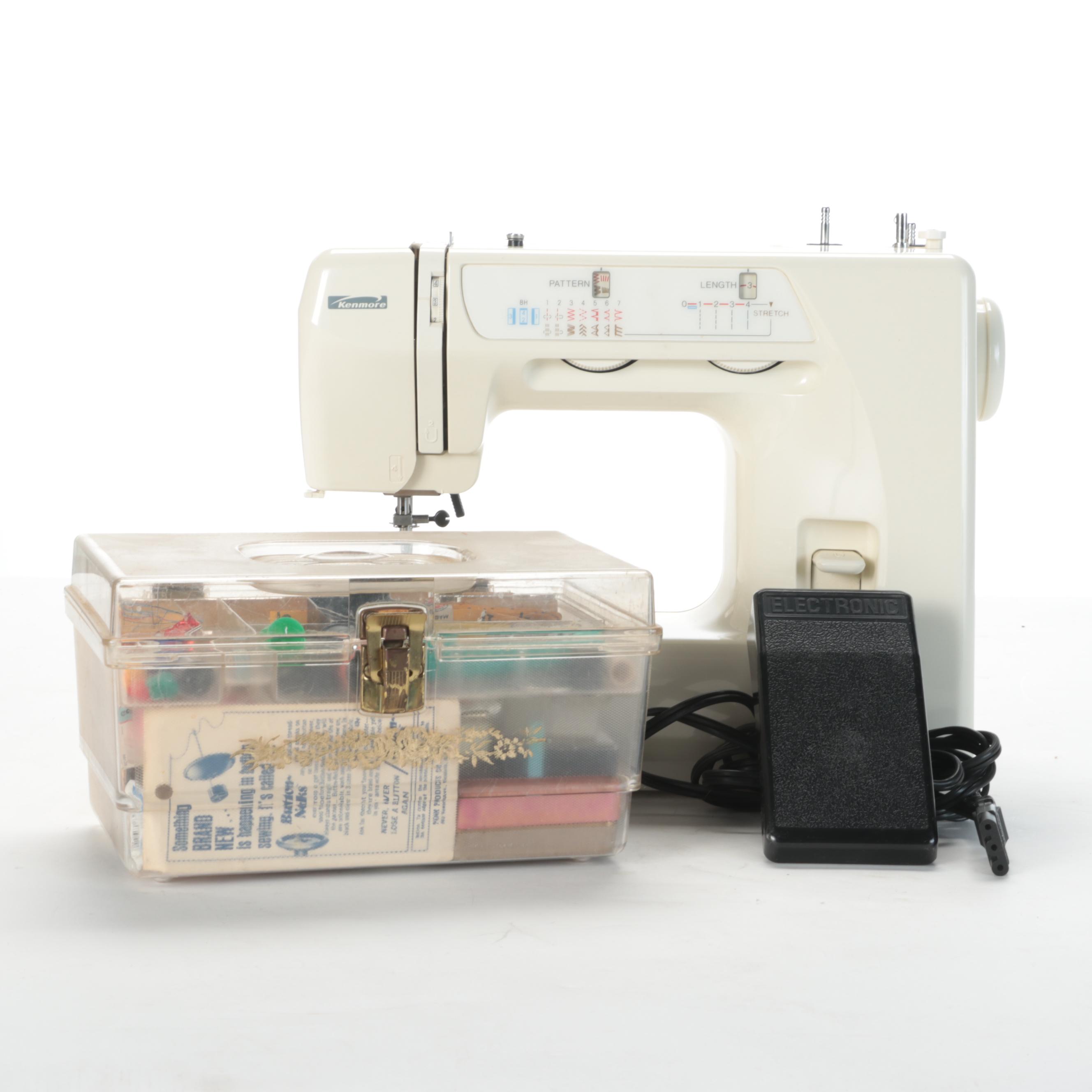 Kenmore Model 385 Electronic Sewing Machine with Thread, Needles and Accessories