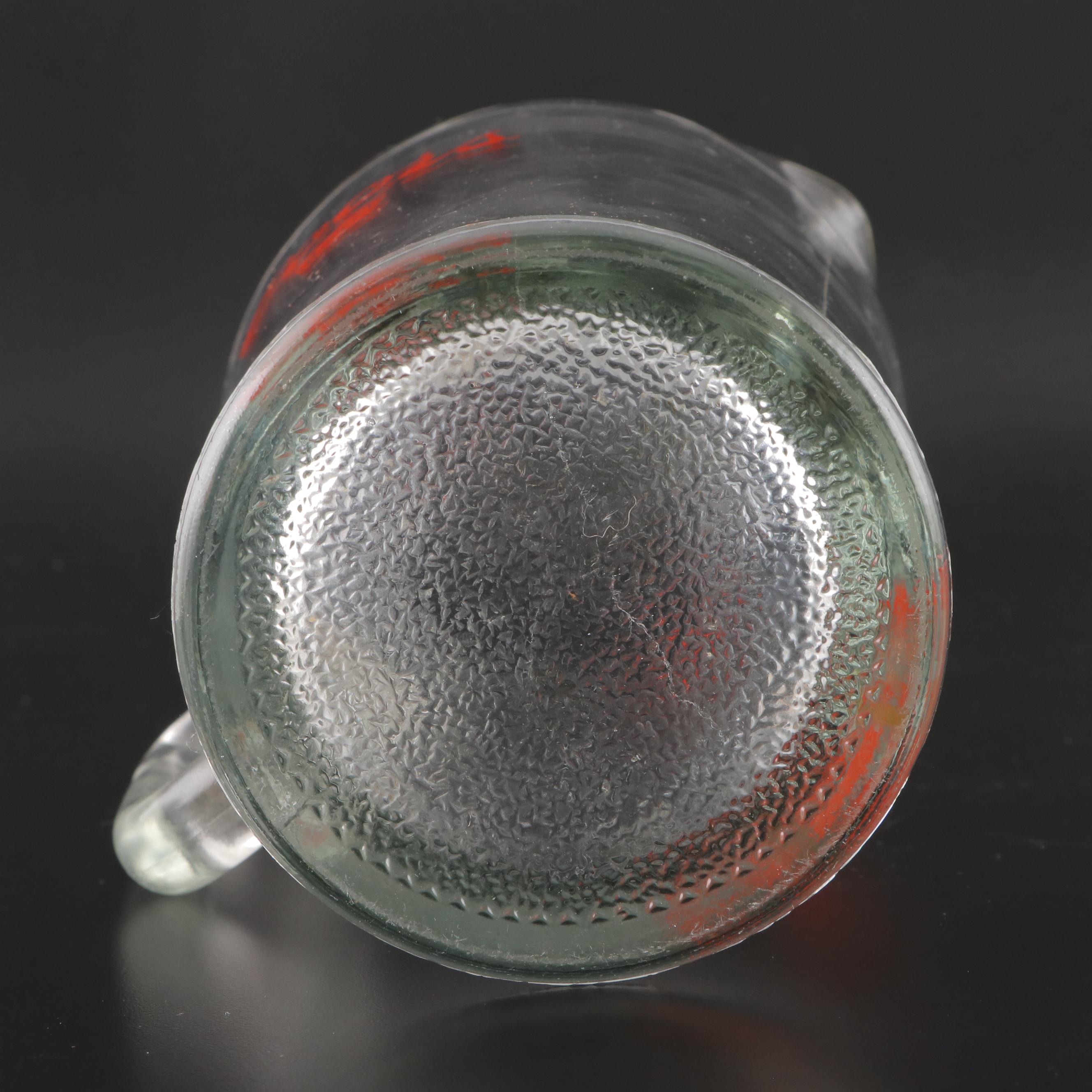 Coors Banquet Pressed Glass Beer Pitcher and Glasses, Mid to Late 20th Century