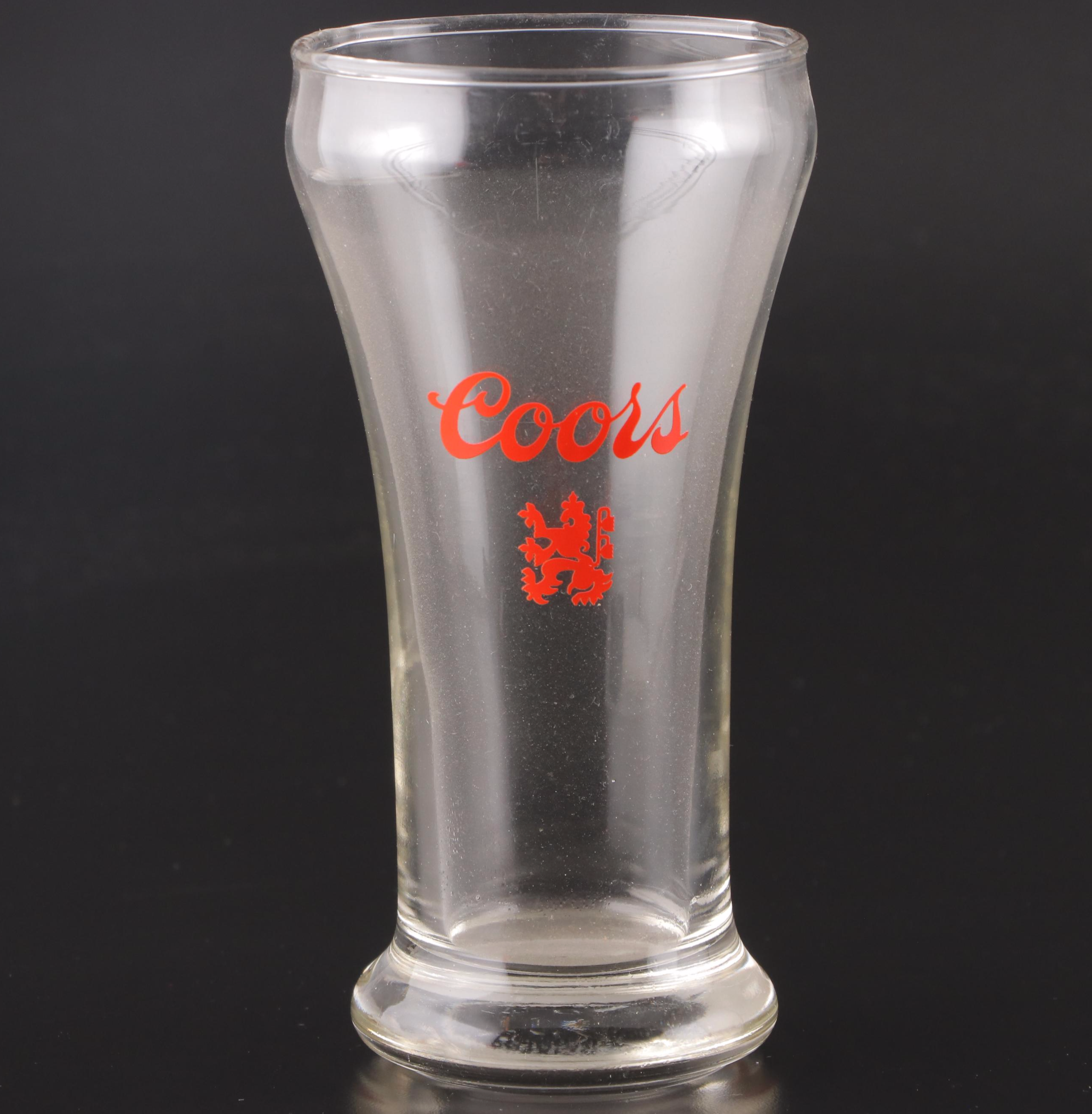 Coors Banquet Pressed Glass Beer Pitcher and Glasses, Mid to Late 20th Century