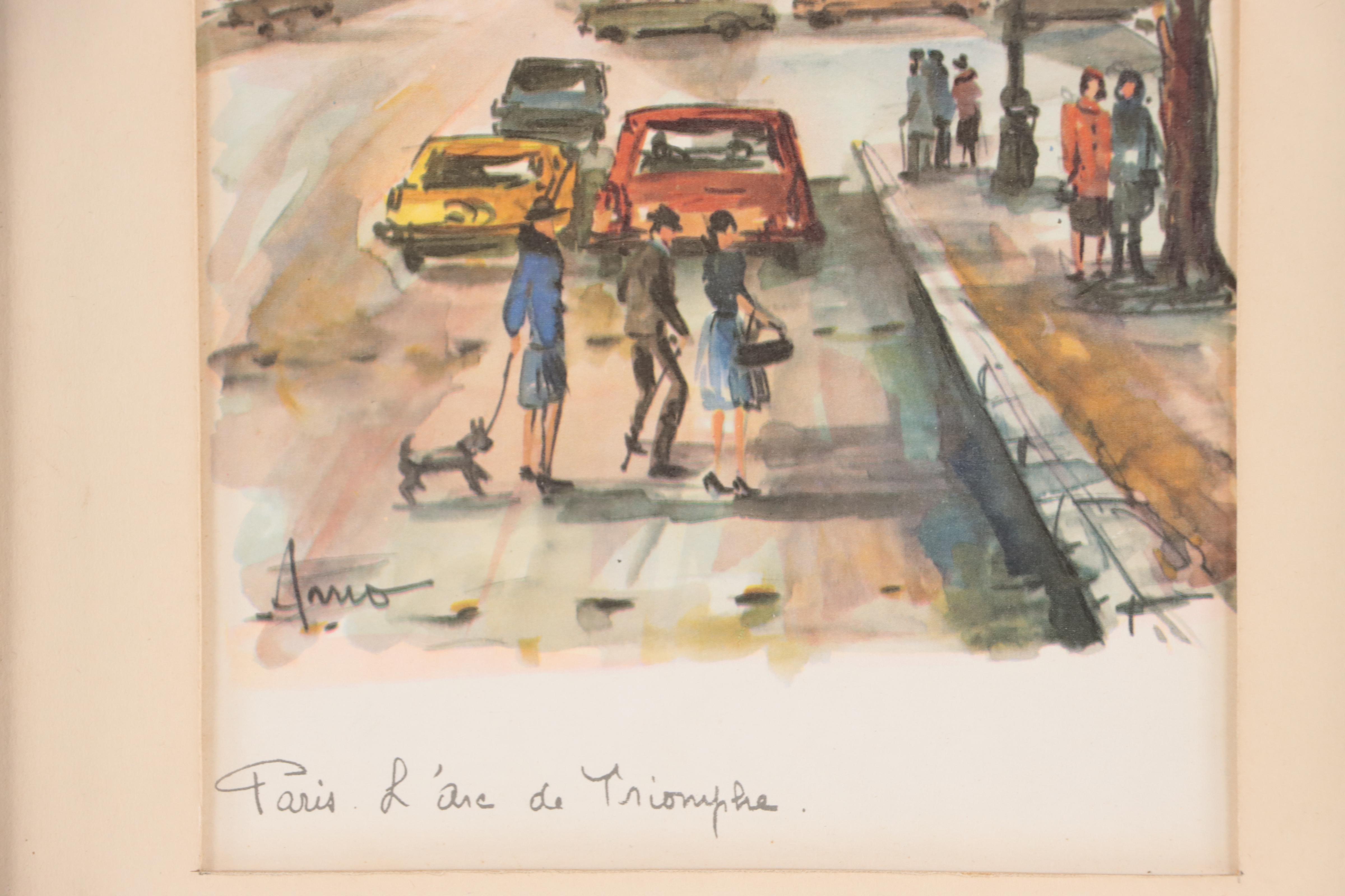 Offset Lithographs of Paris Scenes Including "Paris La Tour Eiffel"