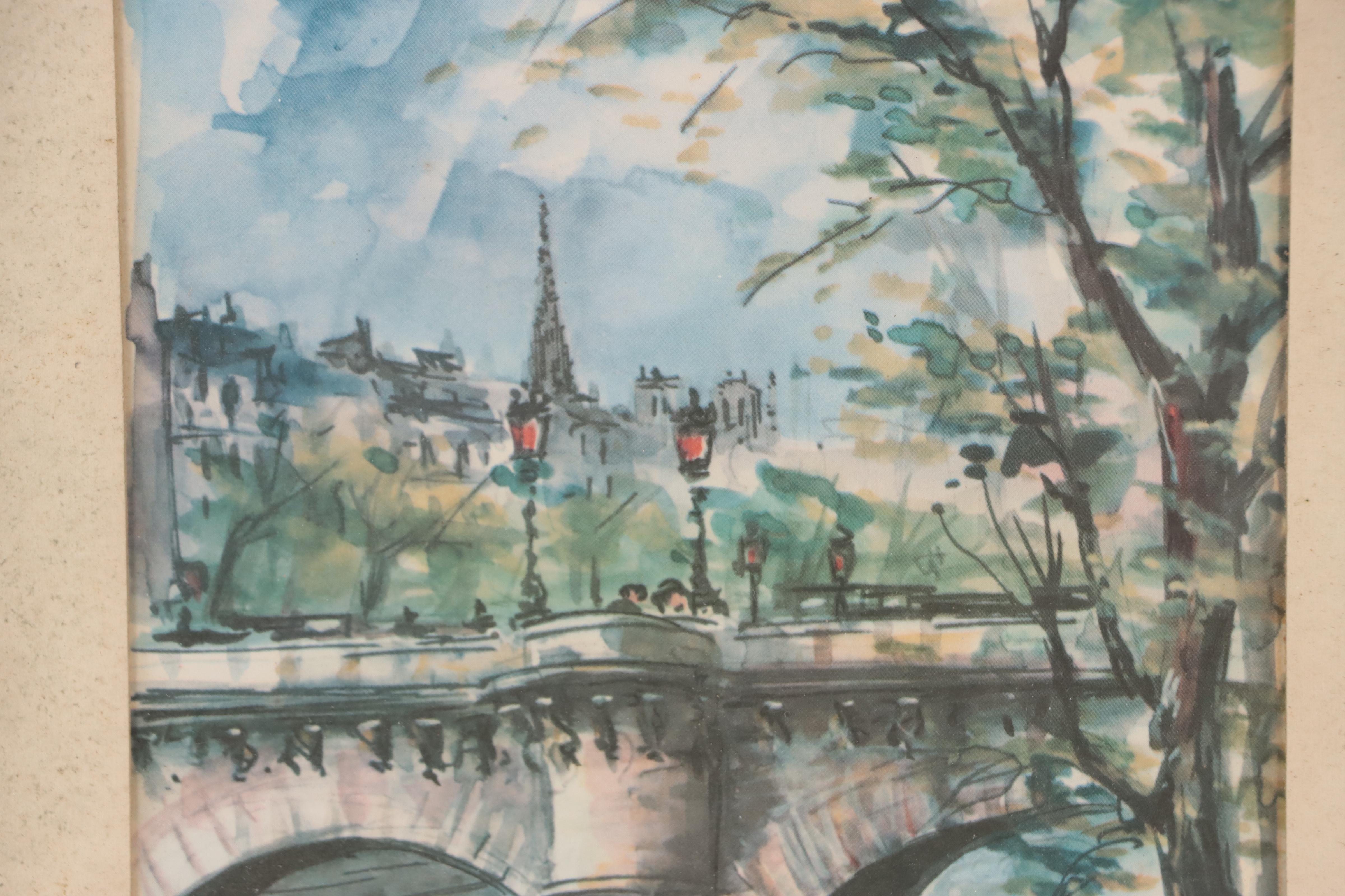 Offset Lithographs of Paris Scenes Including "Paris La Tour Eiffel"