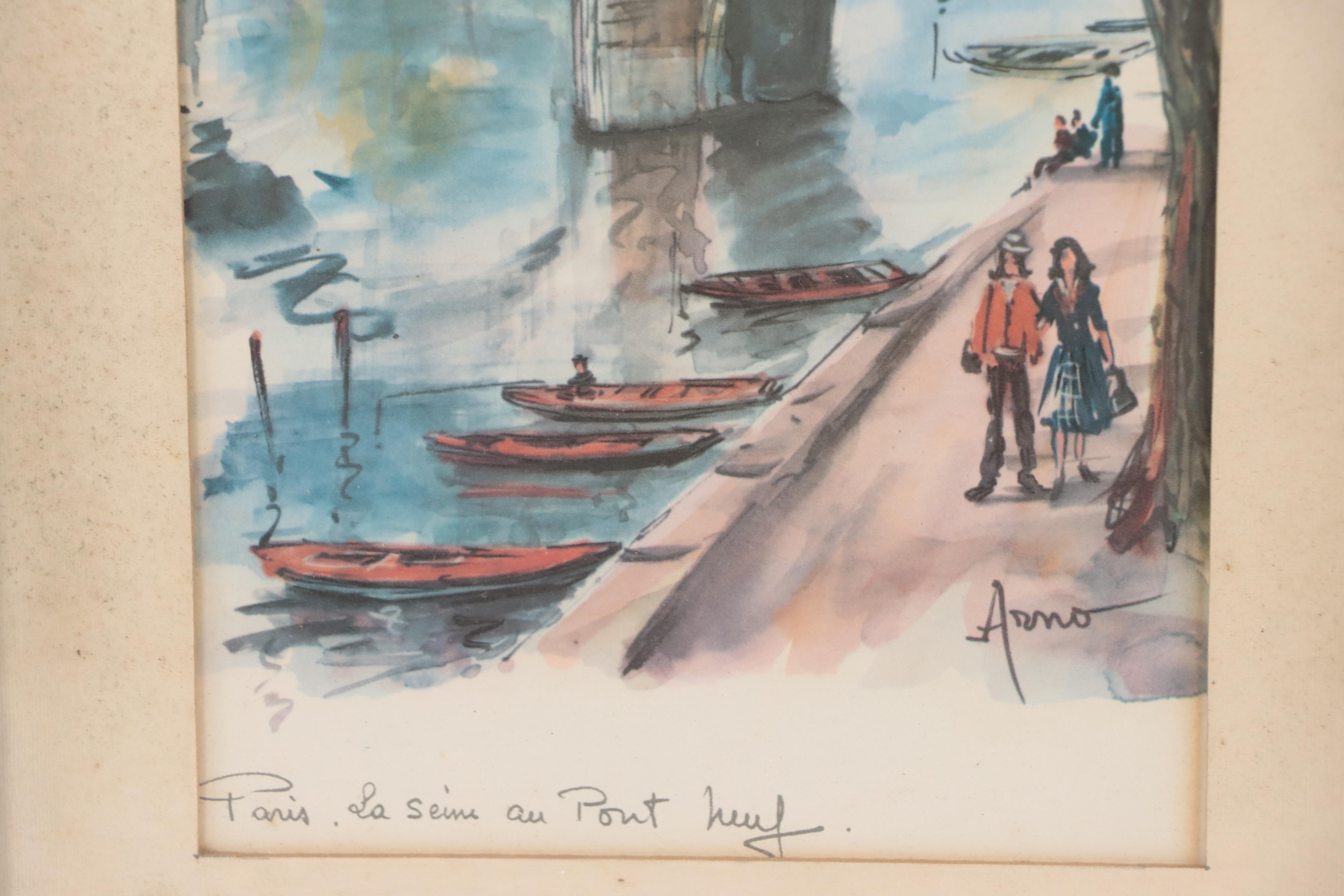 Offset Lithographs of Paris Scenes Including "Paris La Tour Eiffel"