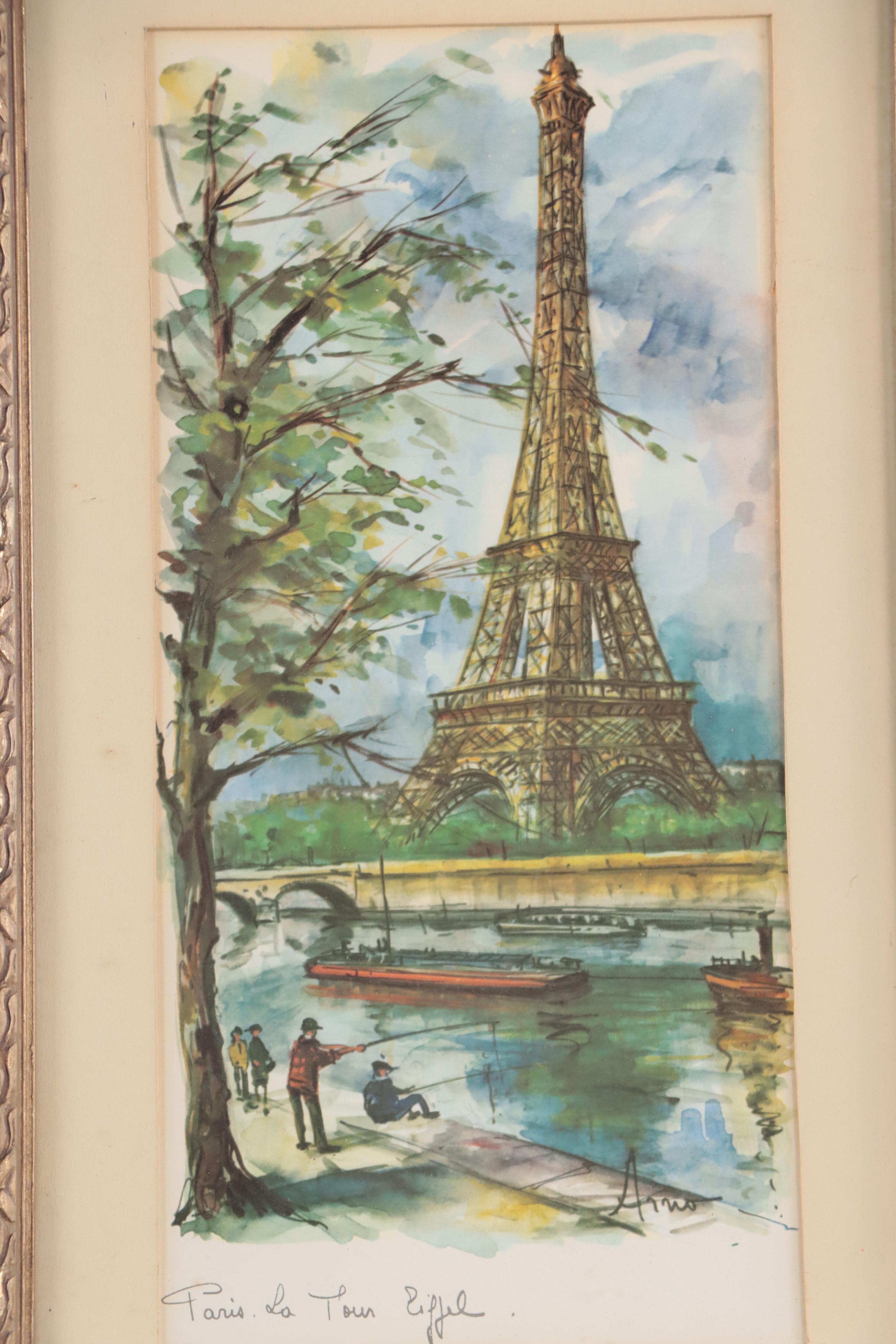 Offset Lithographs of Paris Scenes Including "Paris La Tour Eiffel"
