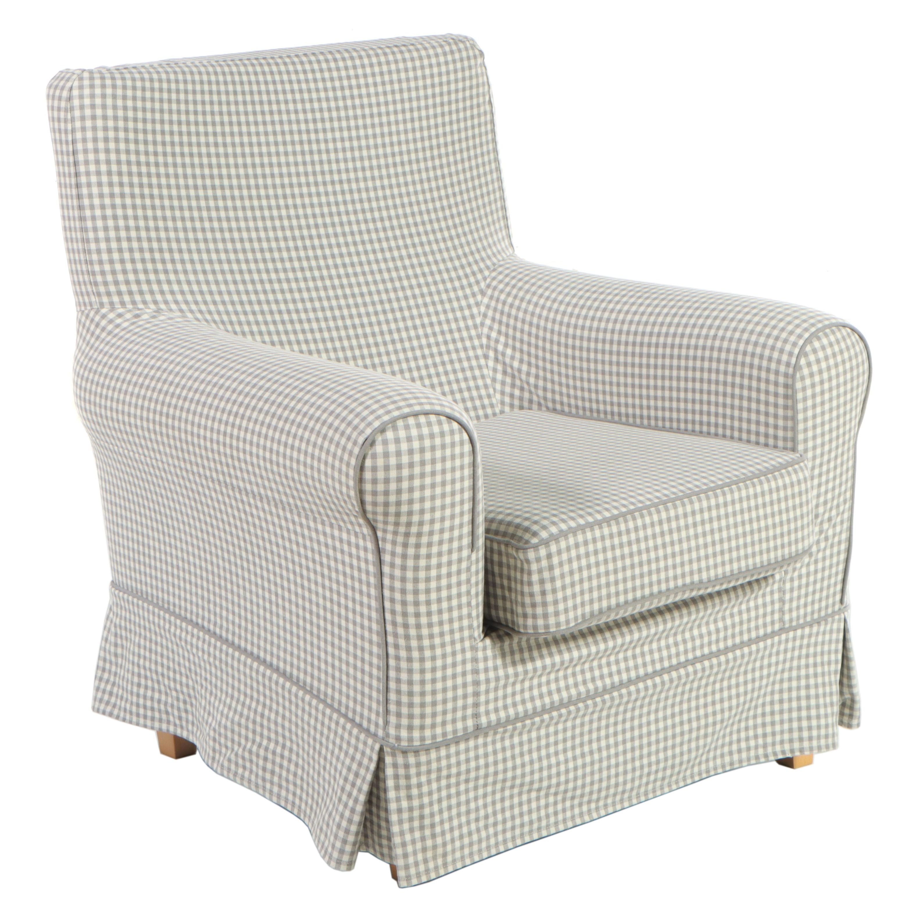 IKEA "Ektorp Jennylund" Plaid Slip-Covered Armchair